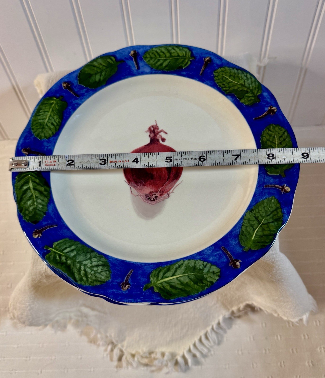 Poivre Et Sel Blue Vint. Set of 4 Salad Plates 8.75″ Faiencerie De Gien France