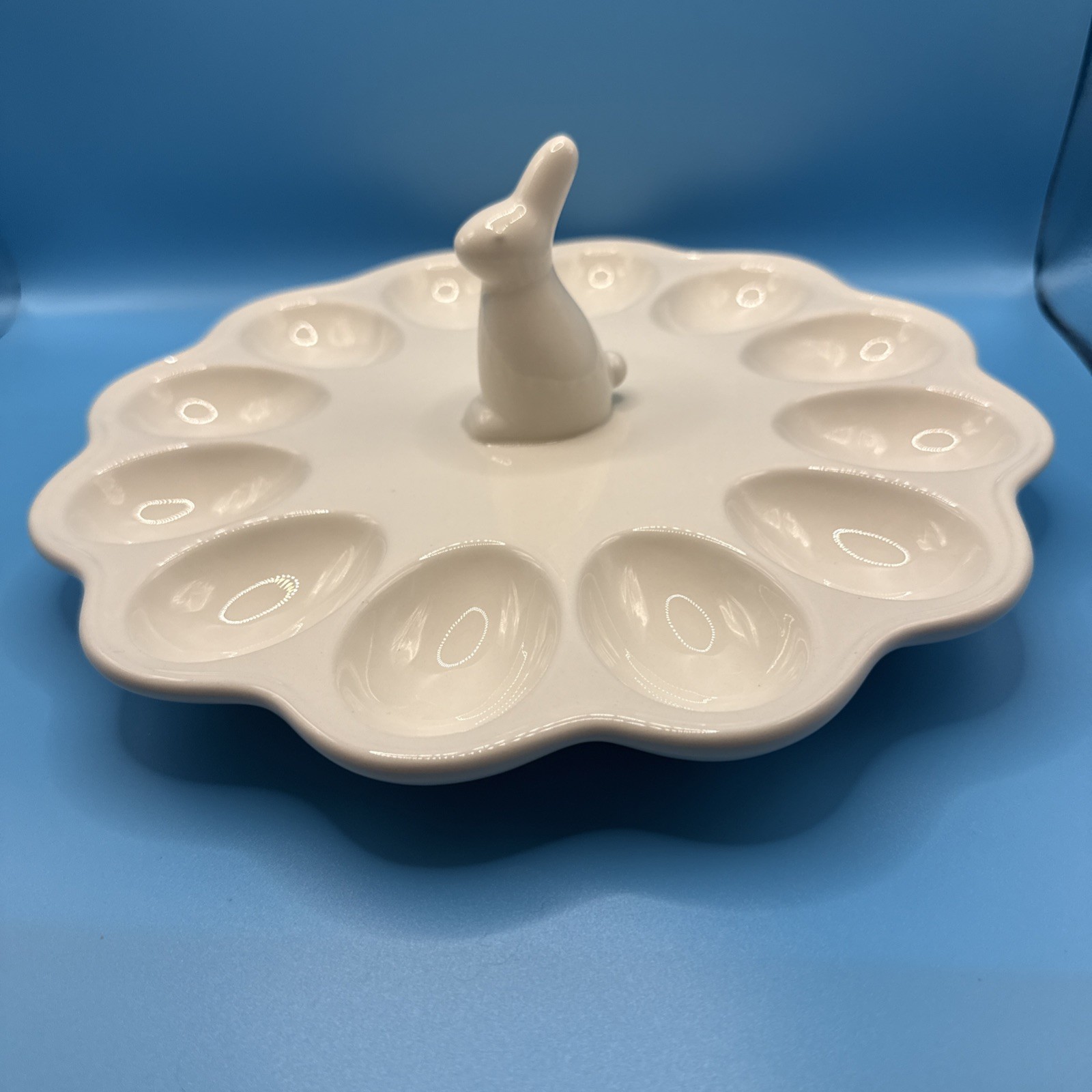 Easter Deviled Egg Round Serving Plate Platter Tray Dish Bunny Rabbit