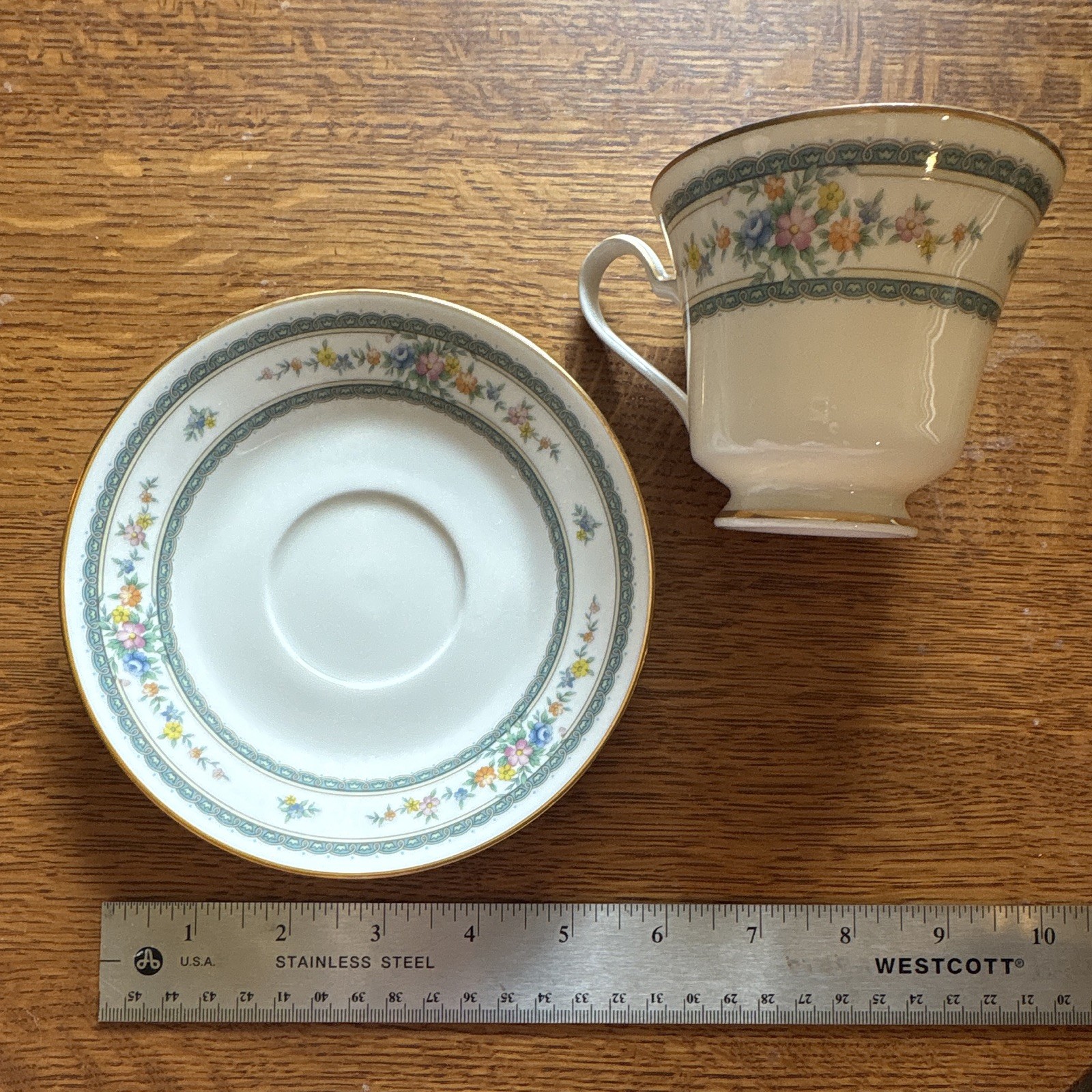 Noritake Amenity 7228 Floral China Cup & Saucer Set, White/Blue/Green Gold