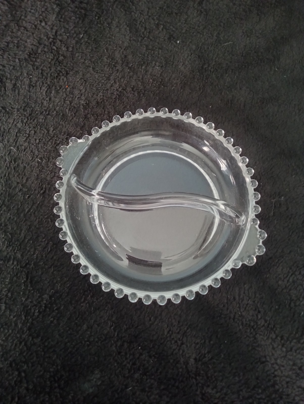 Vintage Clear Glass Beaded Edge Divided Relish Dish Serving Tray Candy Nut Bowl