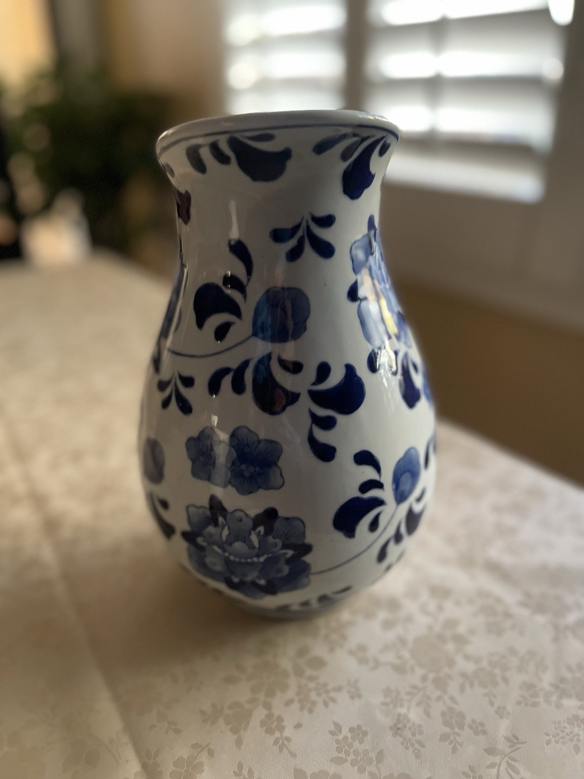 Vintage Blue and White Pitcher / Vase