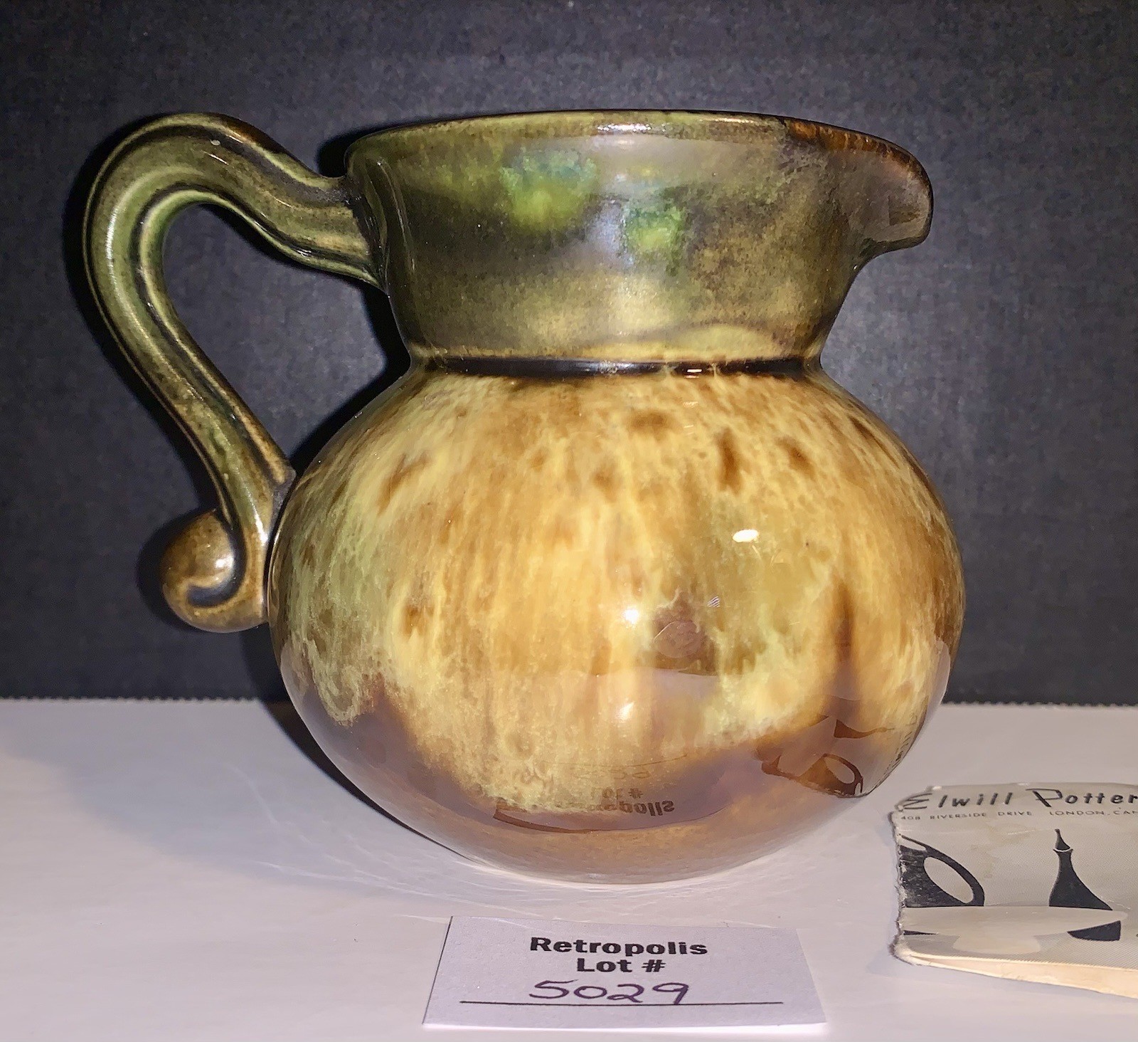 Drip Glaze Pottery CREAMER Pitcher Vintage Elwill