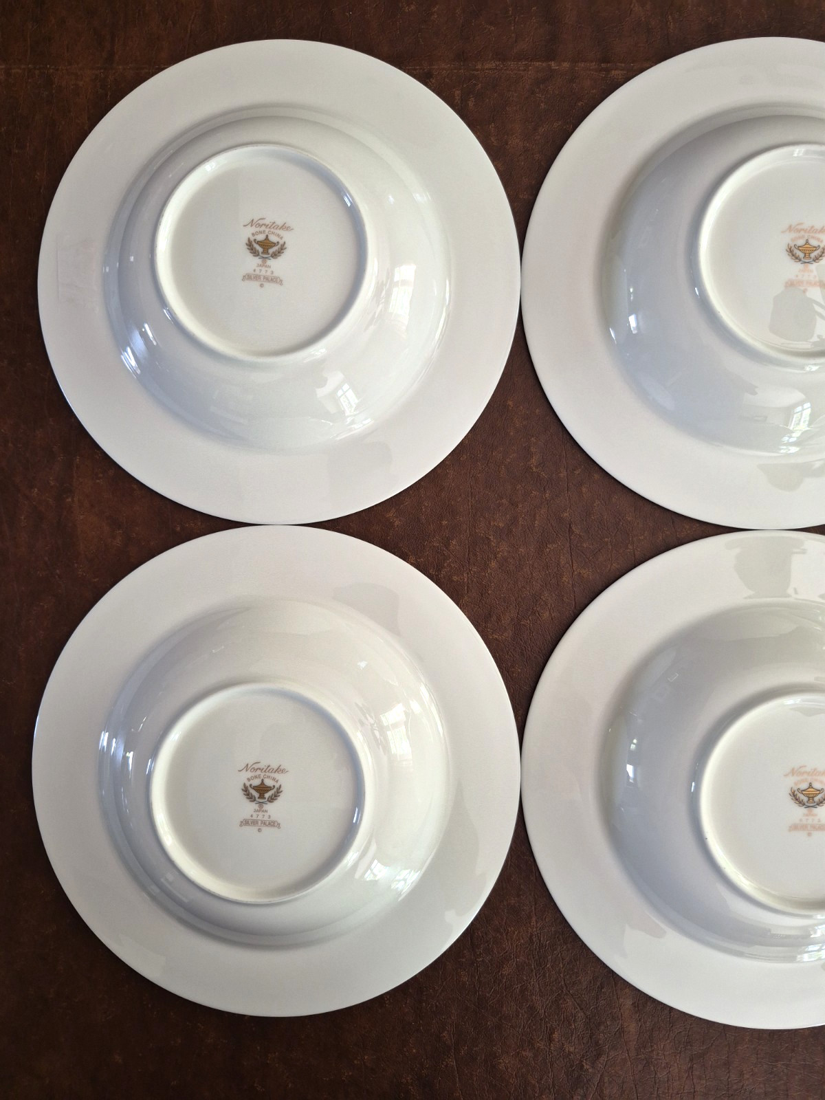 6 Noritake Bone China Silver Palace 8 1/2″ Rimmed Soup Bowls 4773