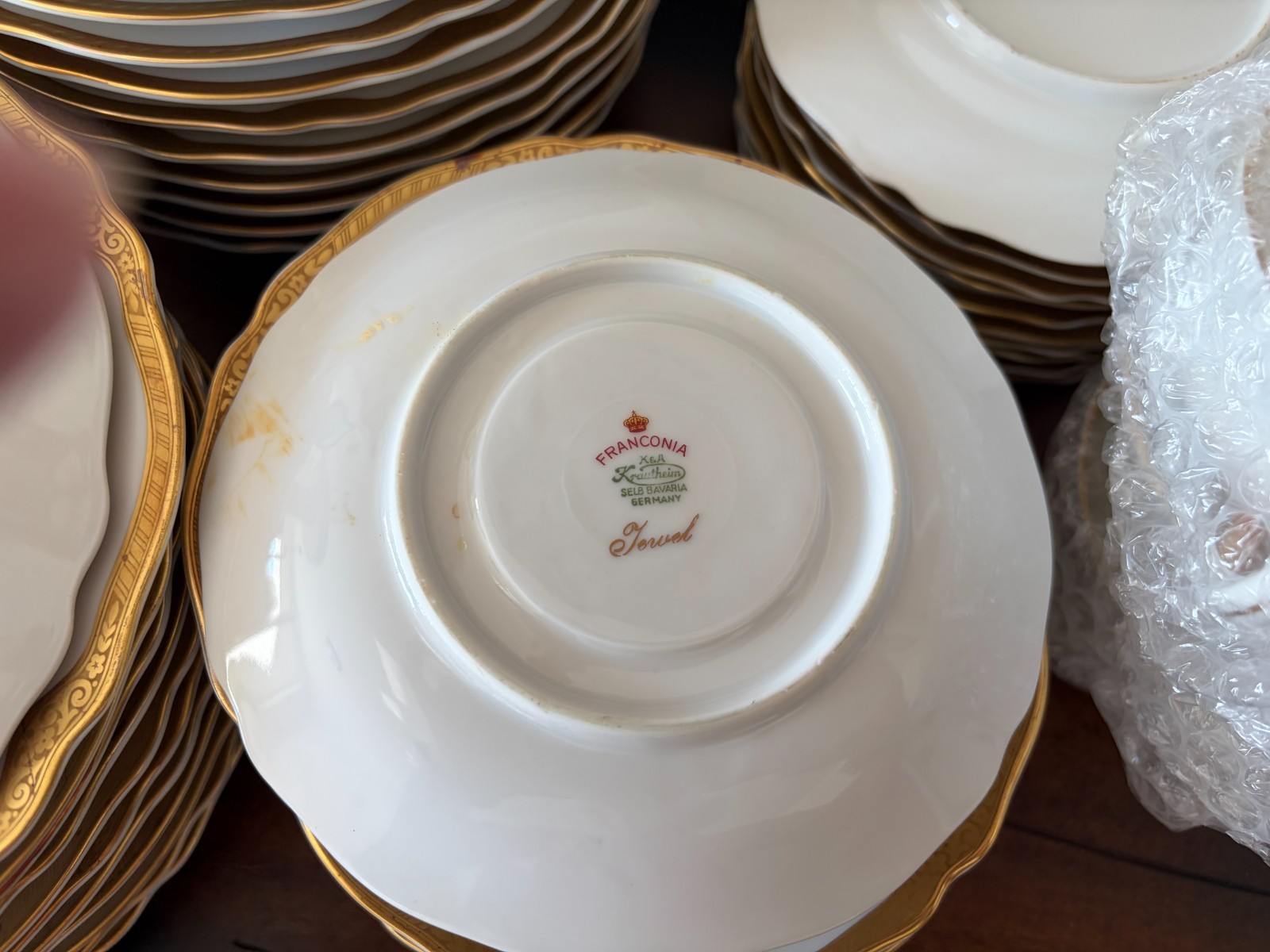 Franconia Krautheim Jewel COMPLETE SET Encrusted Gold Trim Fine China