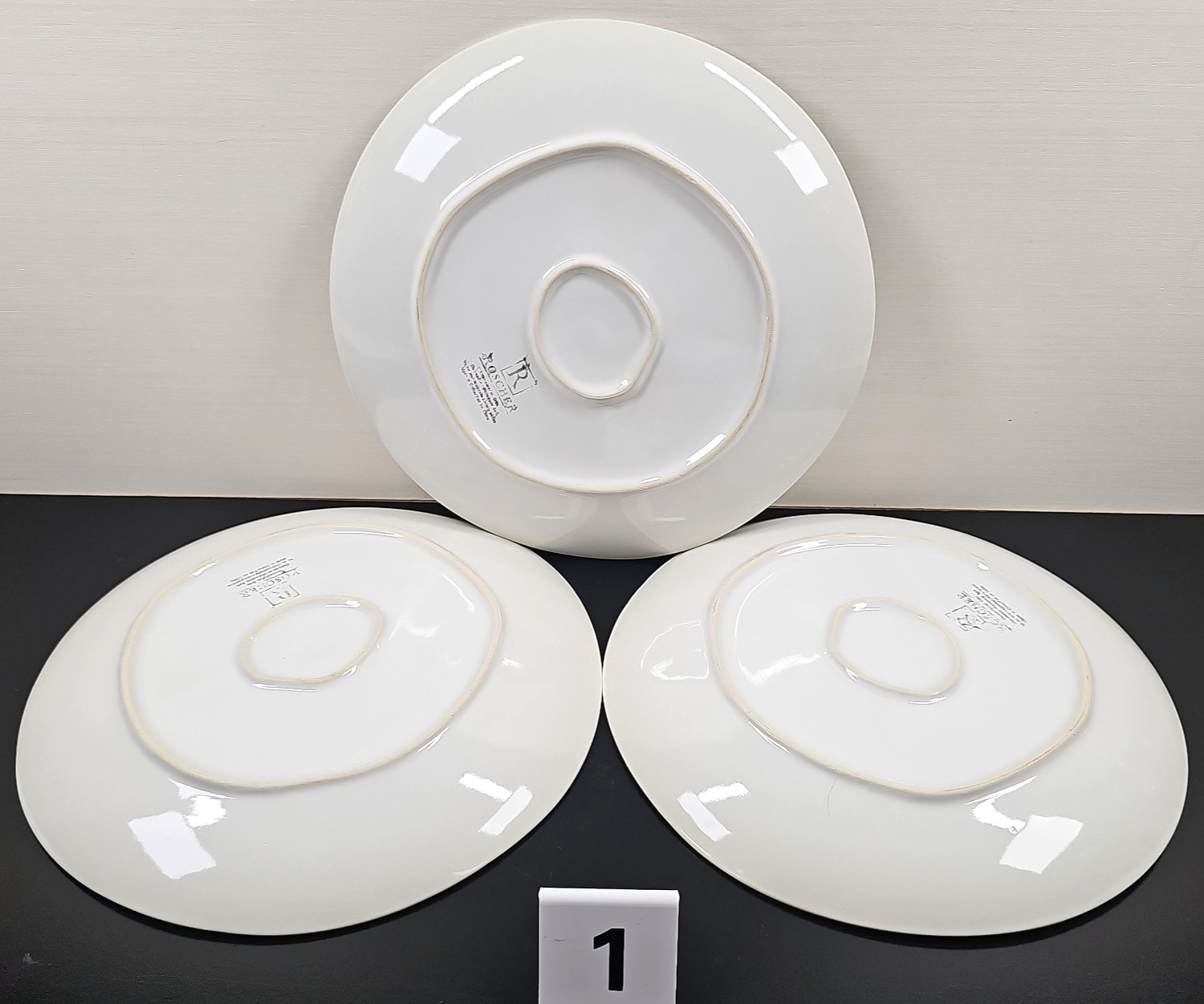 6 Roscher Crackle Glass Green Dinner Plates Set Elegant Stoneware Table Dish Lot