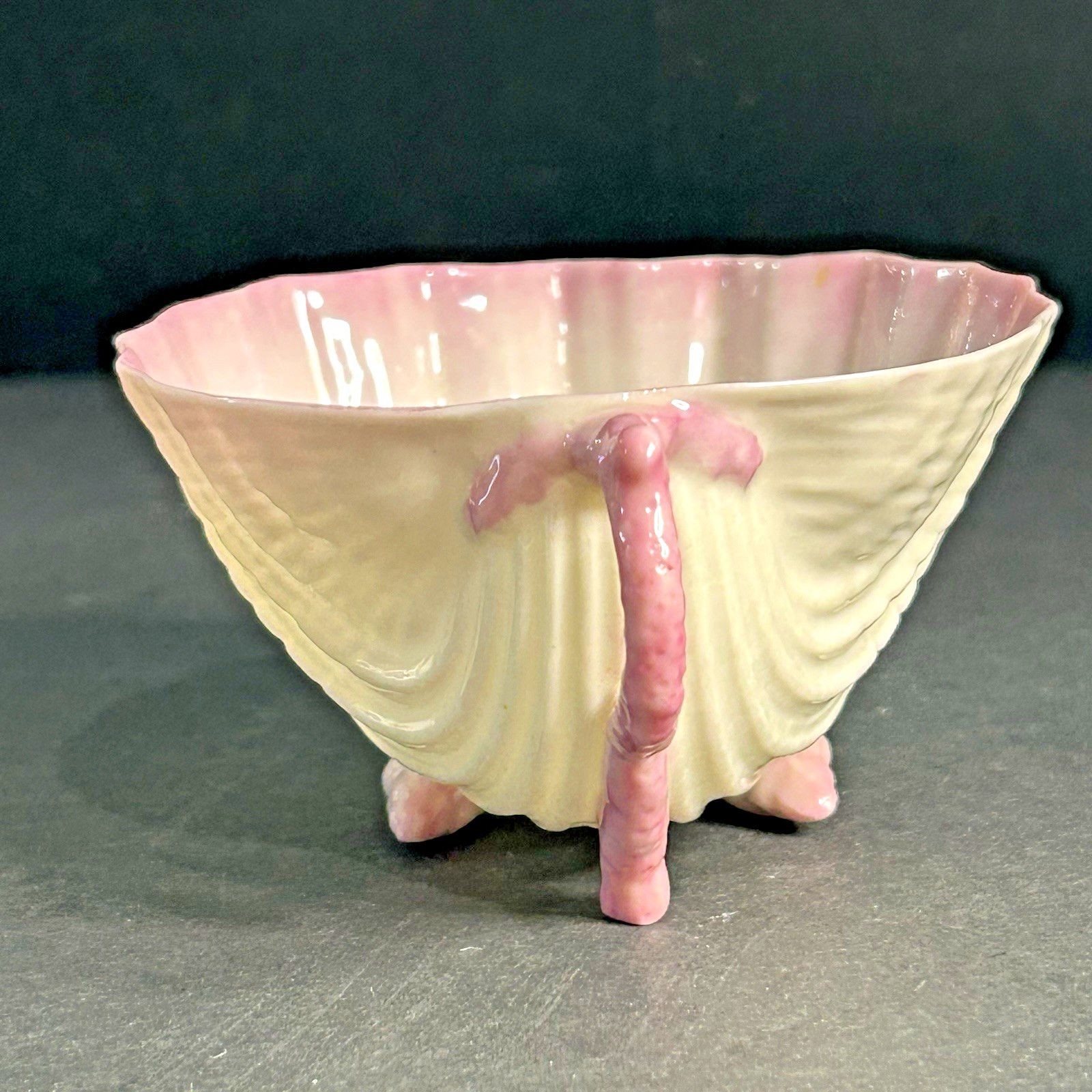 Antique Belleek Neptune Pink Shell Teacup 2nd Black Mark Cup Only Ireland