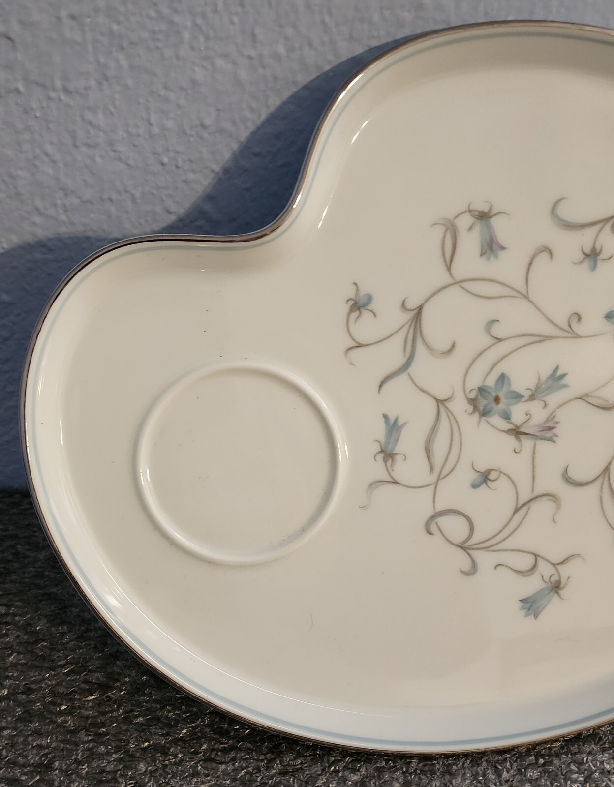 Noritake Beaumont 5796 Snack Saucer Bluebell flowers, Platinum Trim, 1950
