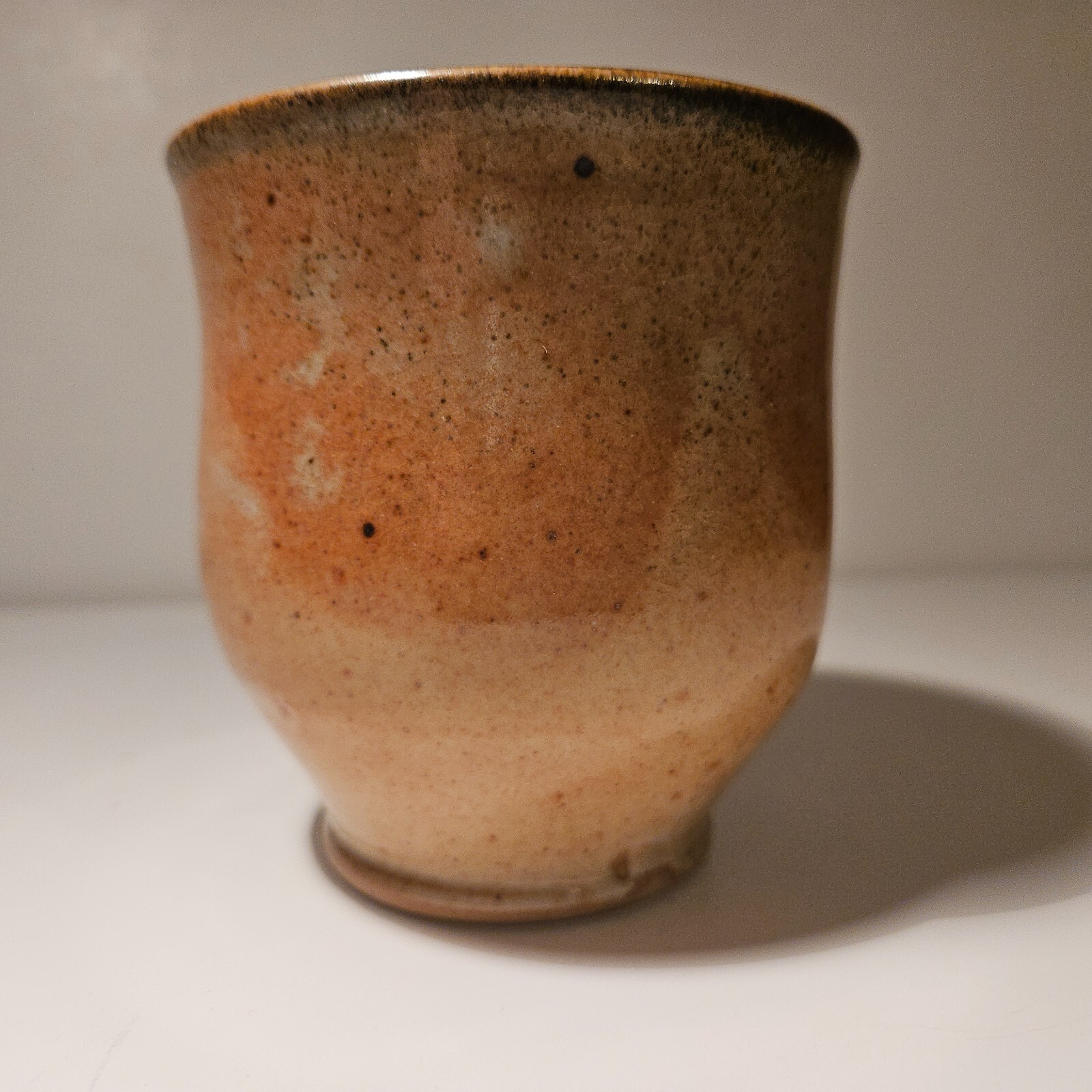 Marti Mocahbee Studio Pottery Cup Mug Thumb Print Indent Signed 3.75″H 12 oz USA