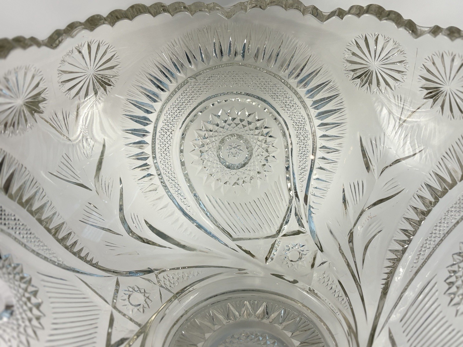 Smith Glass pinwheel And Stars Large Punch Bowl