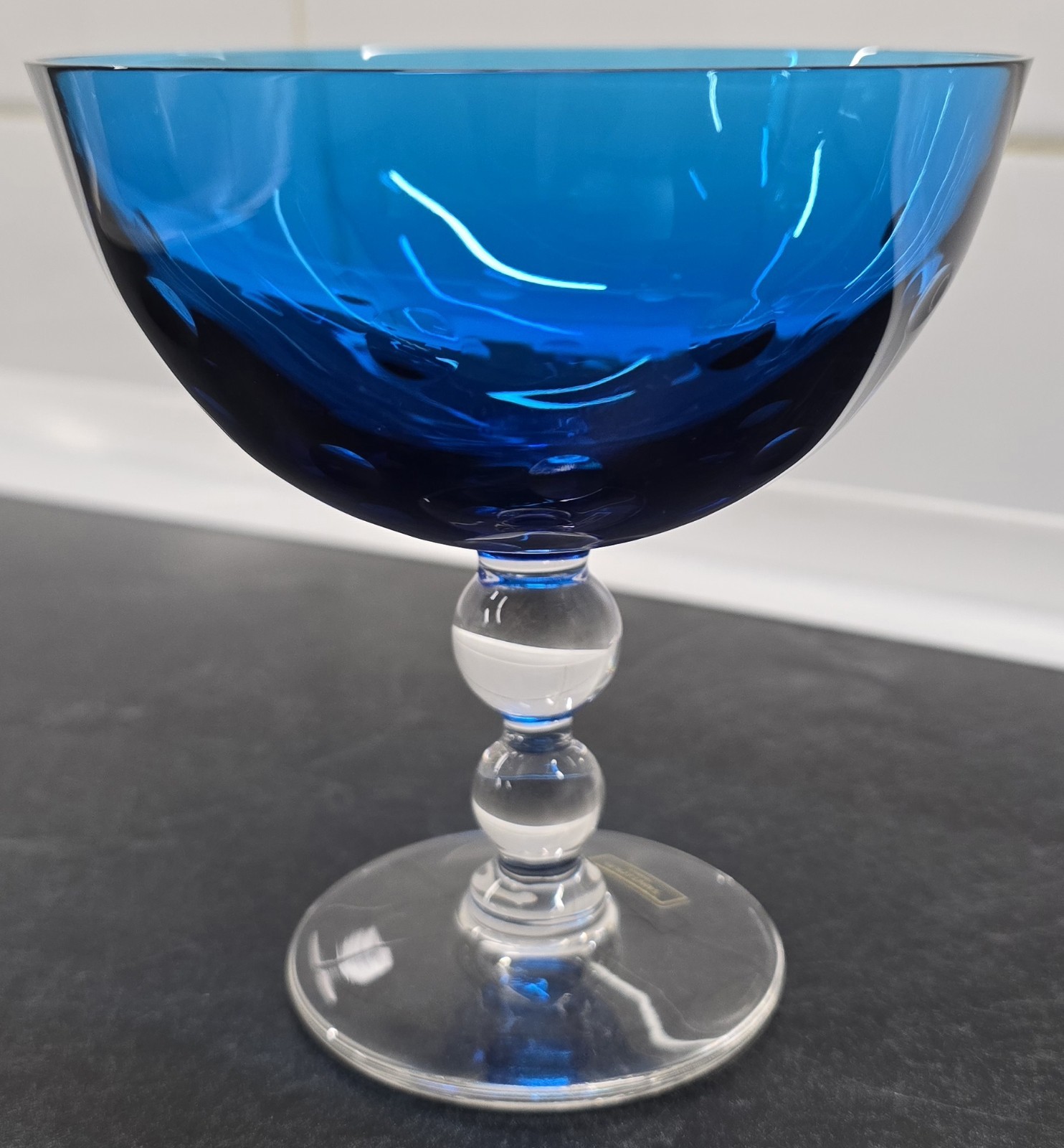 Saint Louis “Bubbles” footed cup, sky blue
