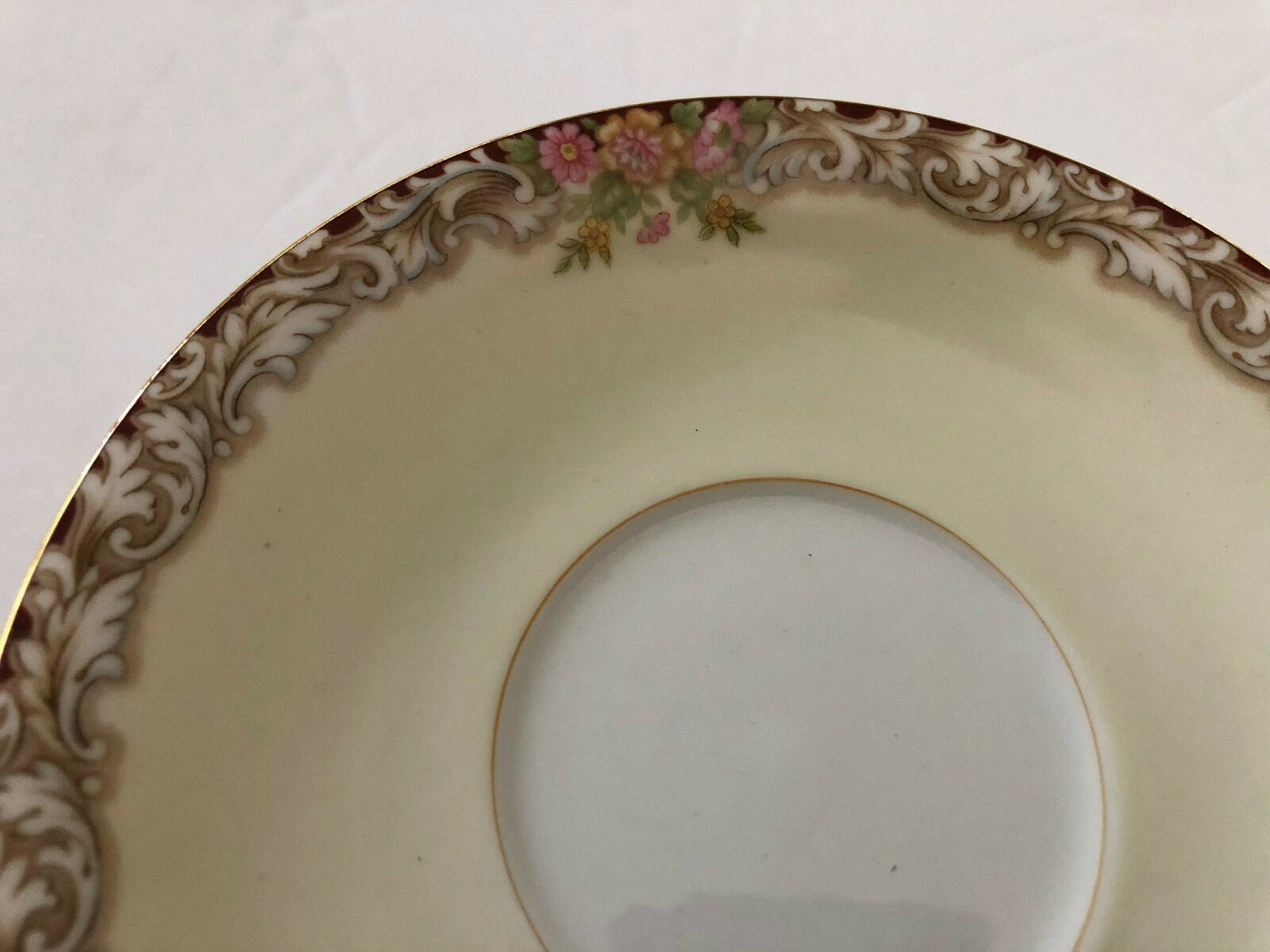 Noritake China Harmony 3906 Gold Trim, Red Brown Floral Border – TEA CUP SAUCER