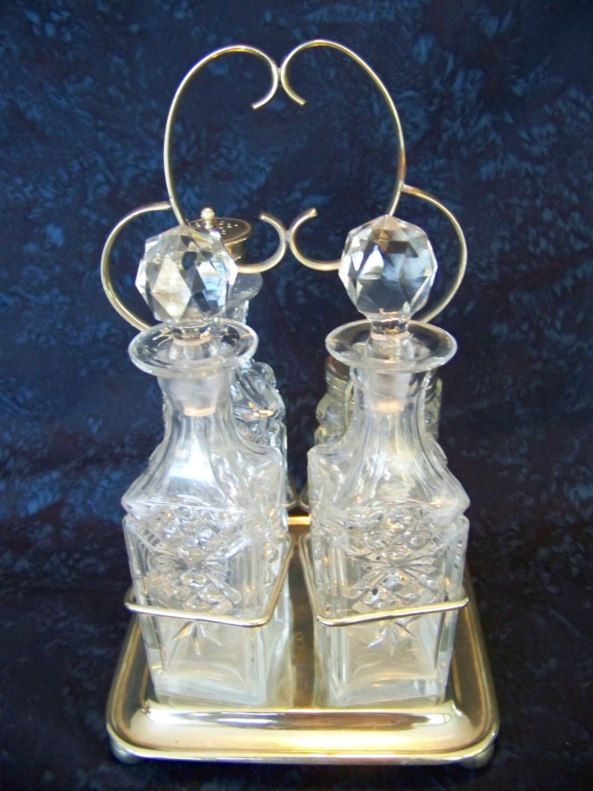 BHA England EPNS Silverplate and Glass CRUET SET