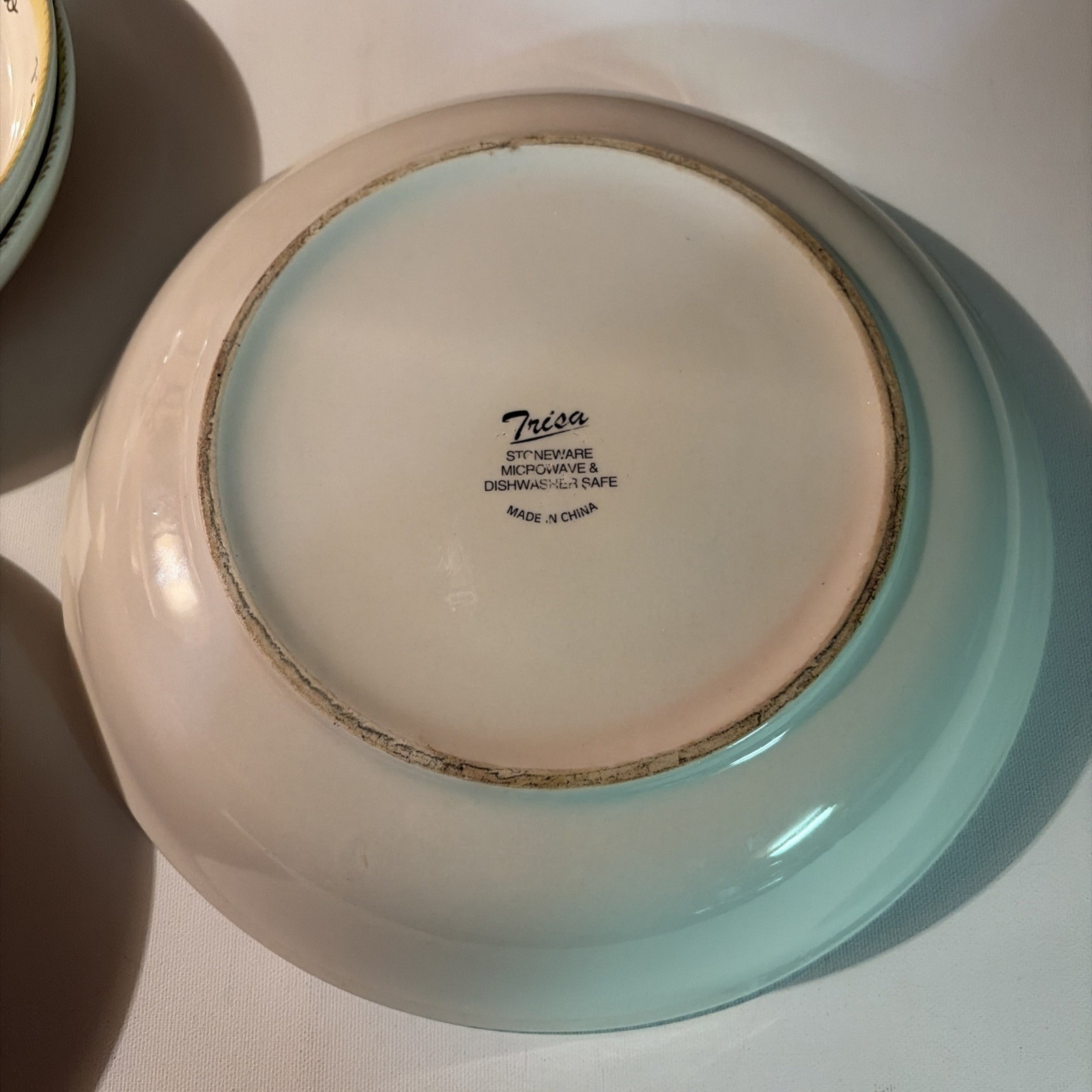 Vintage Trisa Stoneware Pasta Set Serving Bowl & 4 Individual Bowls