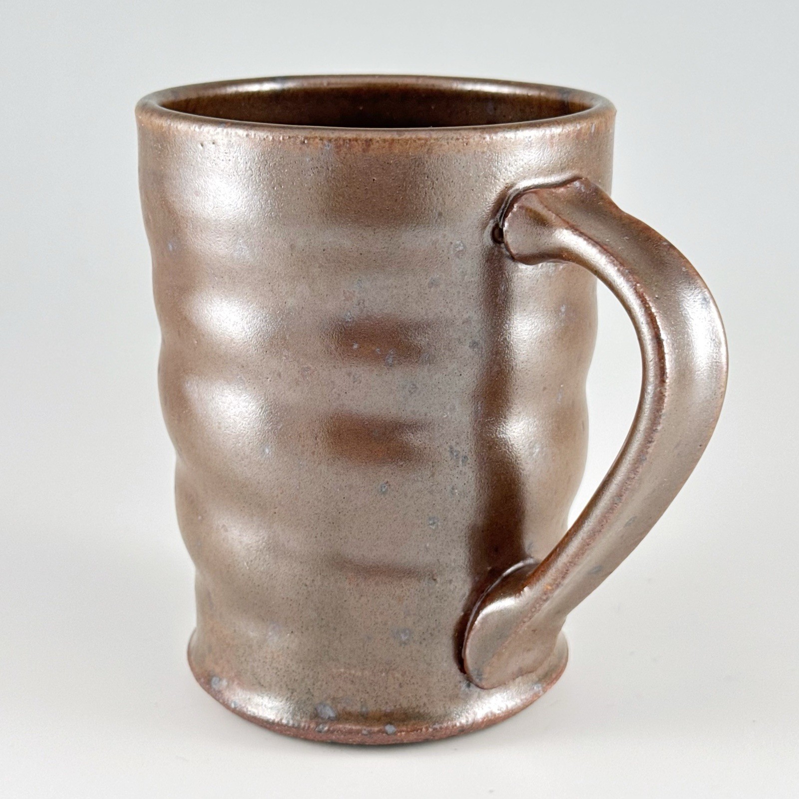 Vtg McP Stoneware Pottery Mug, 16oz Ceramic Coffee Cup Iron Oxide Metallic Brown