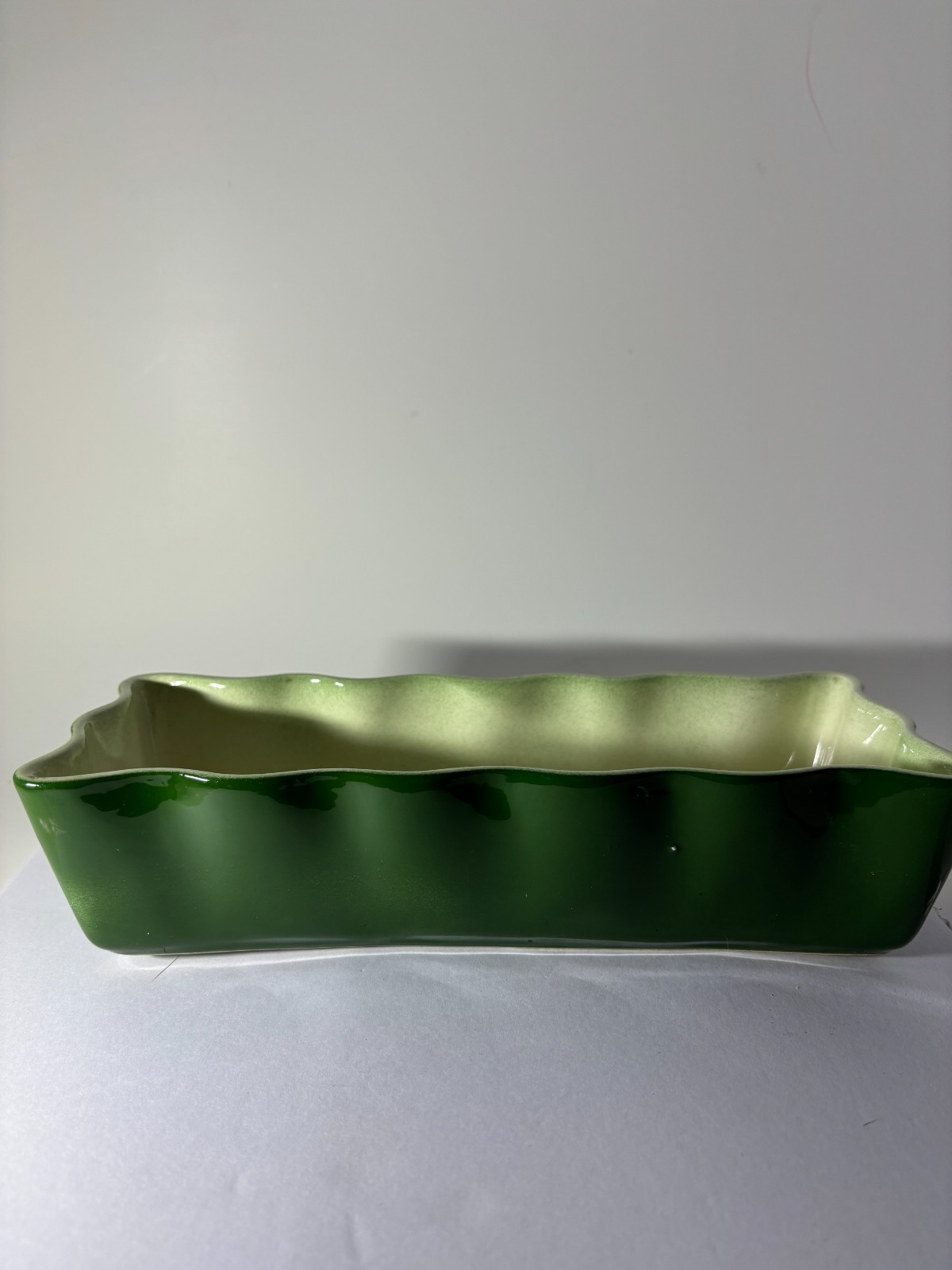 PIONEER CERAMICS OF CALIFORNIA MID-CENTURY RECTANGULAR CERAMIC GREEN BOWL DISH