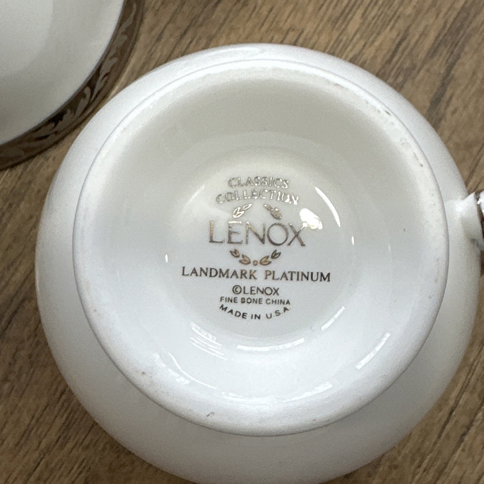 LENOX LANDMARK PLATINUM Footed Tea Cup 3 1/8″ Made In USA Set Of 2