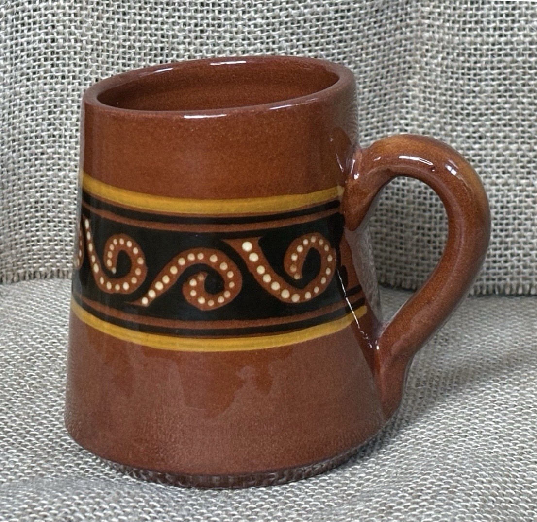 Handmade Brown Abstract Pottery Coffee Mug Cup Asymmetrical Rim Southwestern