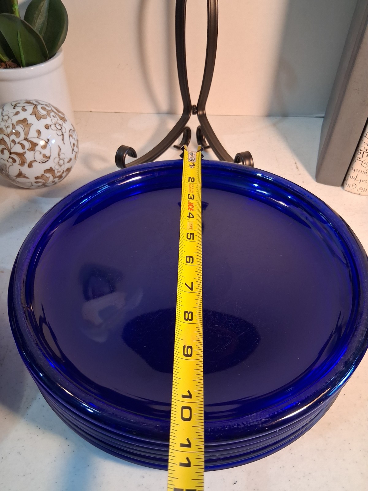Vintage Arcoroc France Cocoon Cobalt Blue Glass Dinner Plates Set of 6 MCM