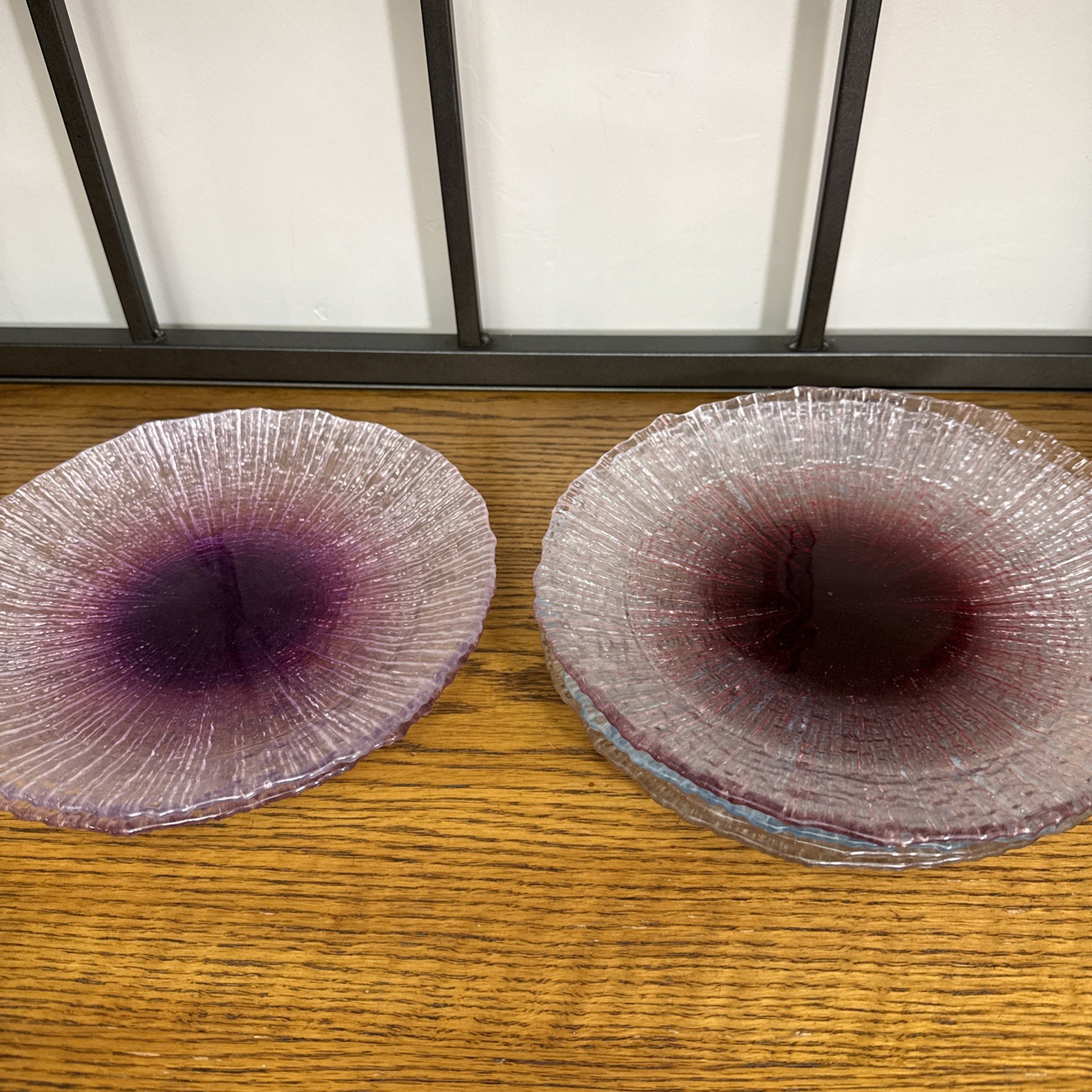 Scandinavian Multi Colored Glass Salad Plates Set Of 6 9″ Diameter