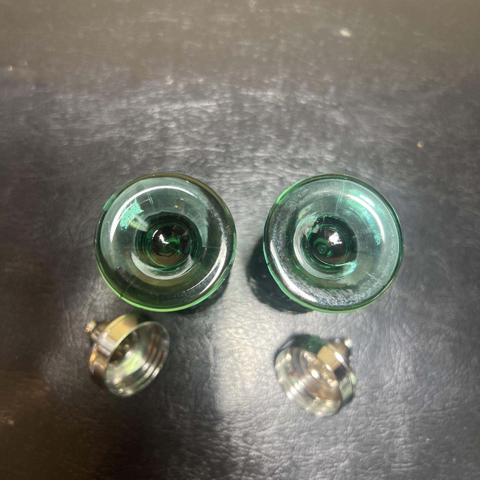 Indiana Glass Tiara Sandwich Pattern Spruce Green Vtg Salt Pepper Shaker Set