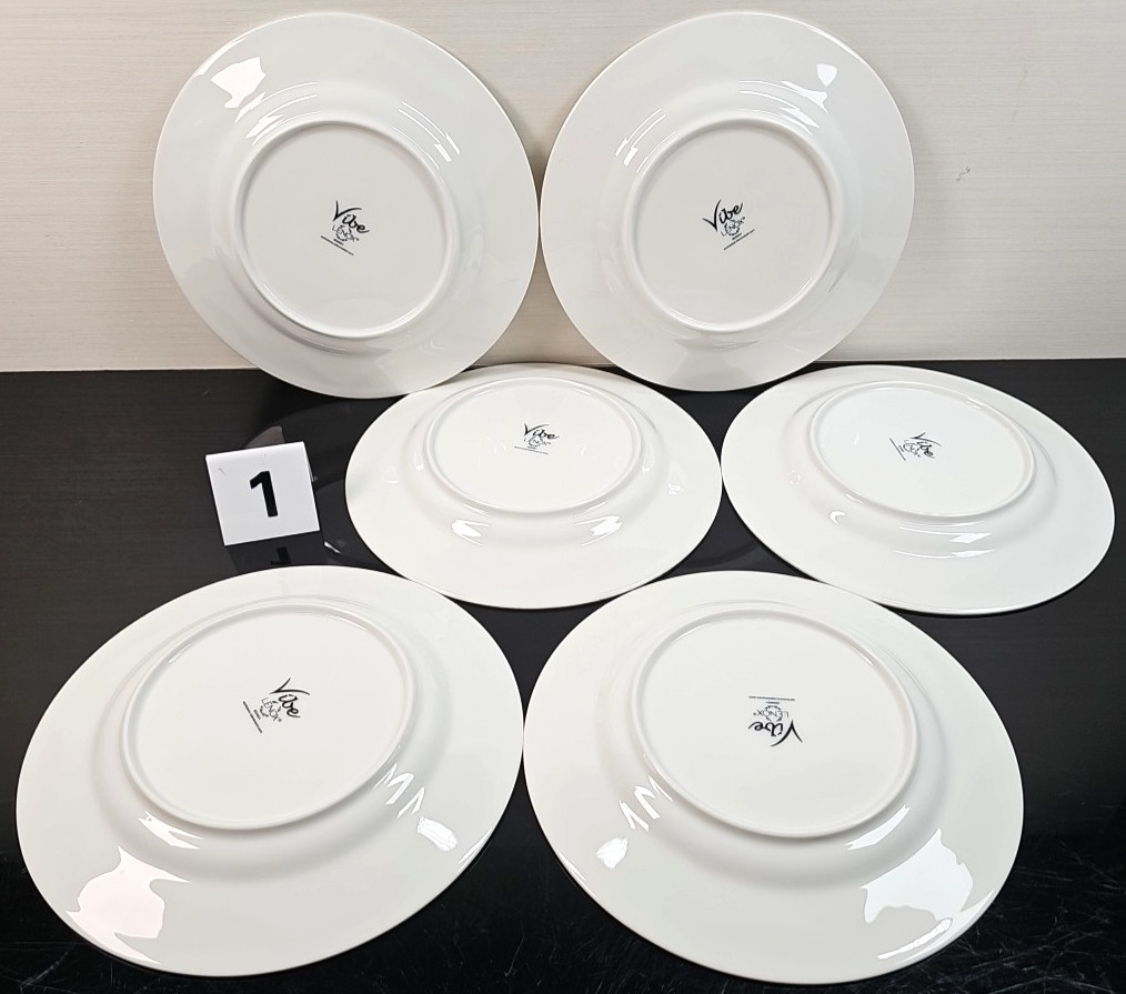 12 Lenox Vibe Salad Plate Set White Swirled Elegant Accent Table Dining Dish Lot