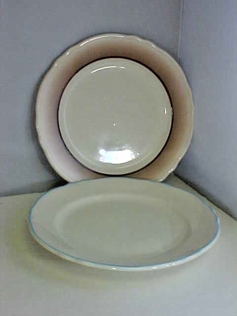 Homer Laughlin Dinner Plates 2 Best China Restaurant Ware Brown and Blue Band
