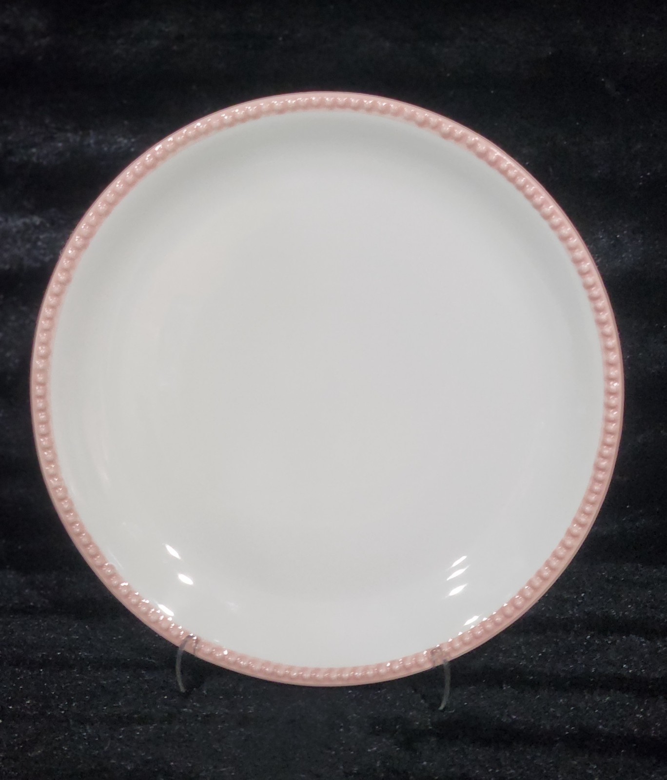 4 Pink White Floral Bunny Striped Tidbit Plates 4.4″ Ceramic Easter Watercolor