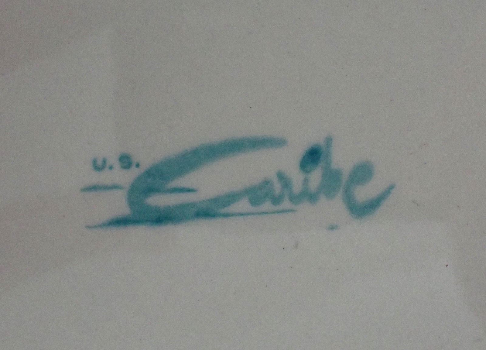 Vintage China Plate Caribe Mystery Logo Keystone Inkwell Feather Quill Letter M