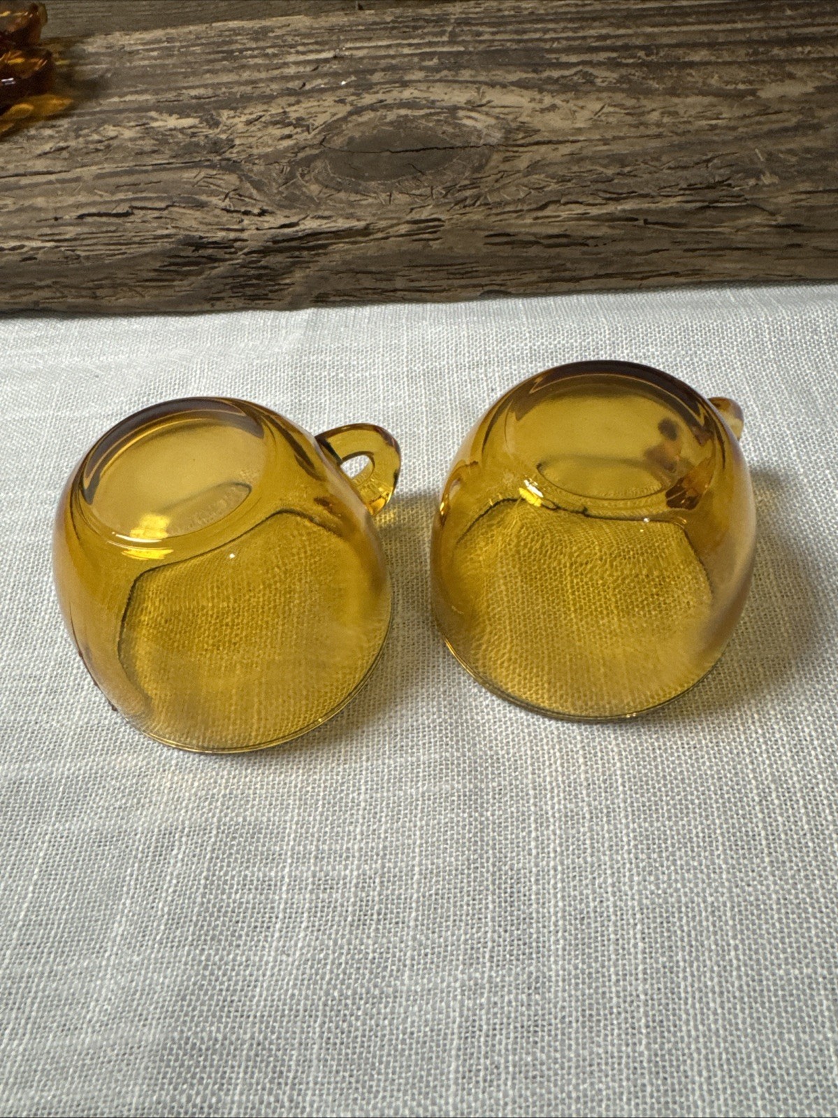 2 Set Of Vintage Amber Tiara Pig Shaped Snack Plate Cup Holder By Indiana Glass