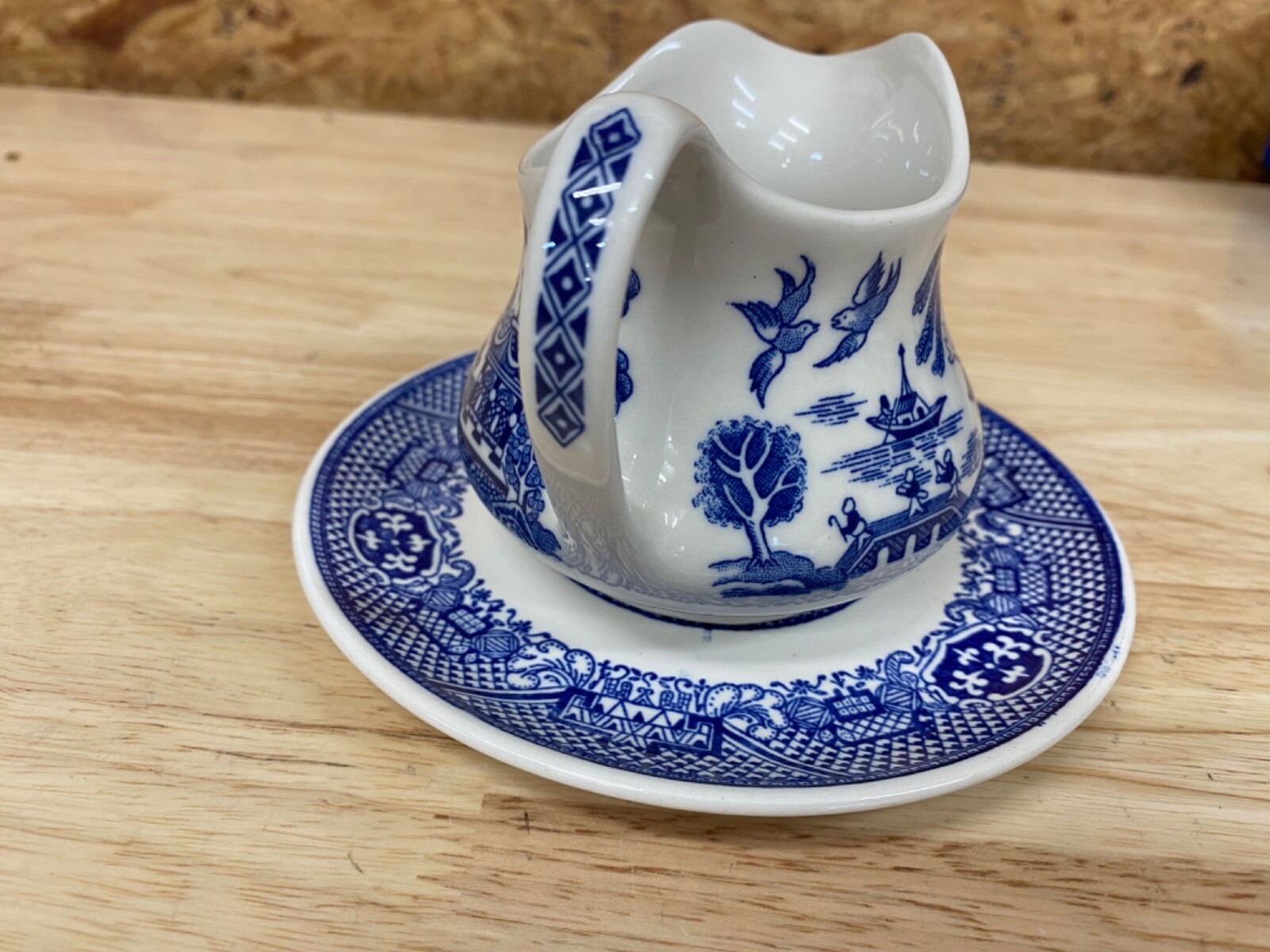 Old Willow English Ironstone Tableware Creamer and saucer Vintage