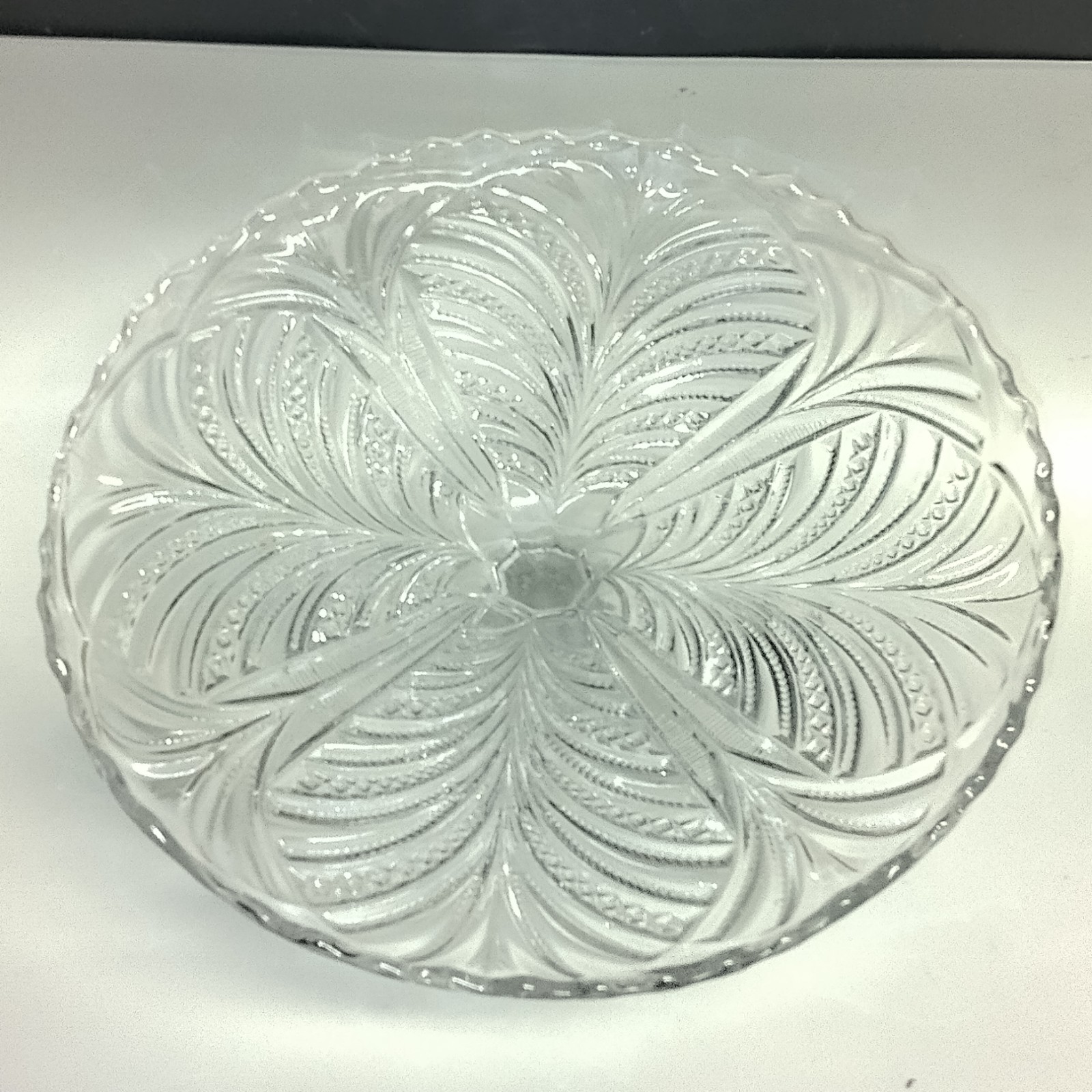 EAPG Bryce Higbee & Co Bonair Palm Leaf Fan 9″ X 4.5″ Footed Cake Stand 1903 UV