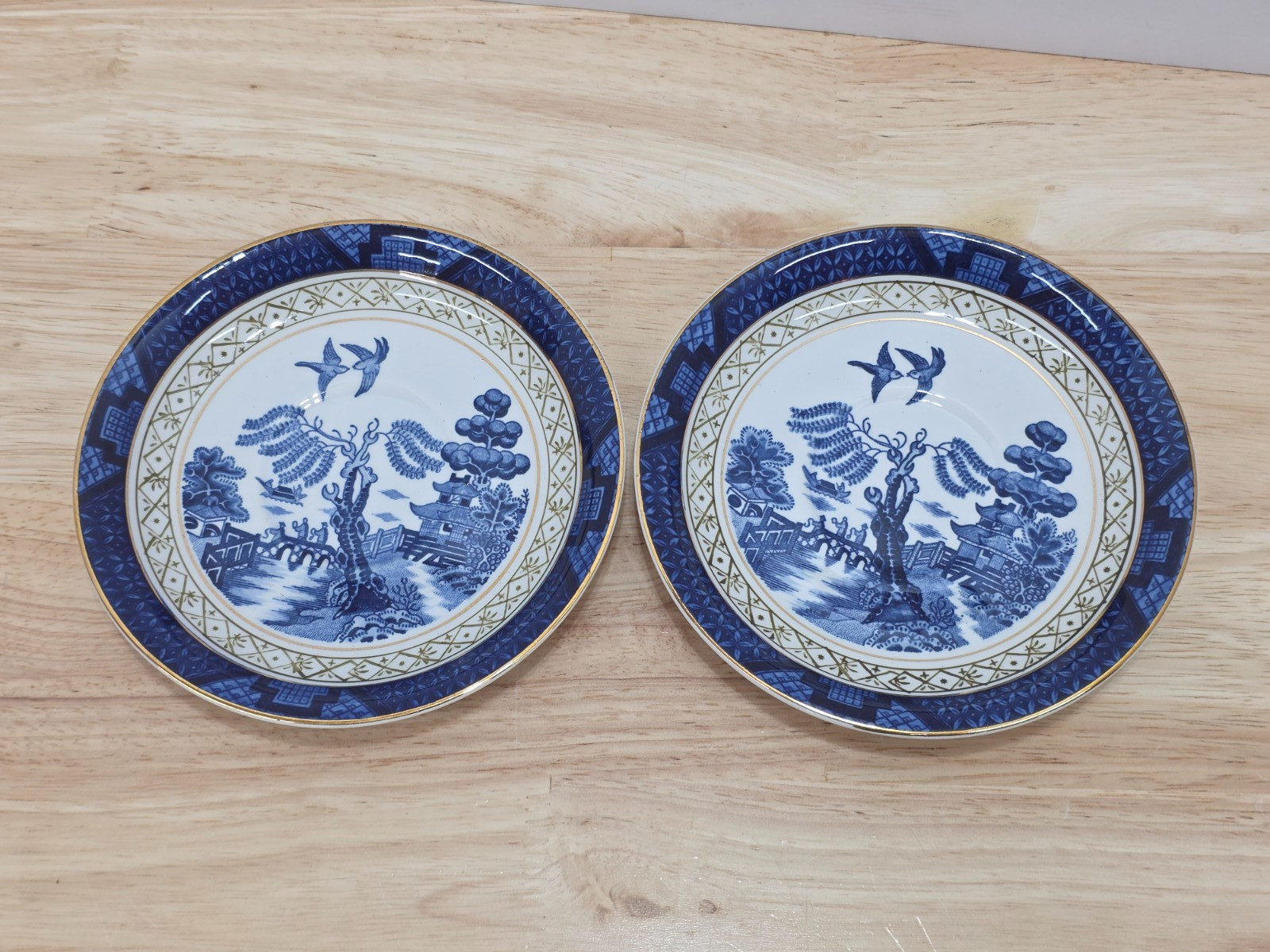 Blue Willow Ware 188 Ironstone Ware Craftsman China Tea Cup & Saucer Lot of 2