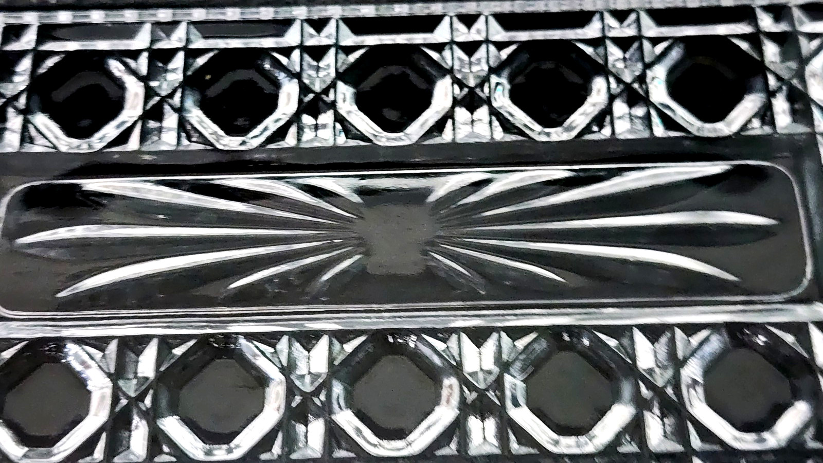 Vintage Clear Pressed Glass Relish Tray 8.5″ Octagon Starburst