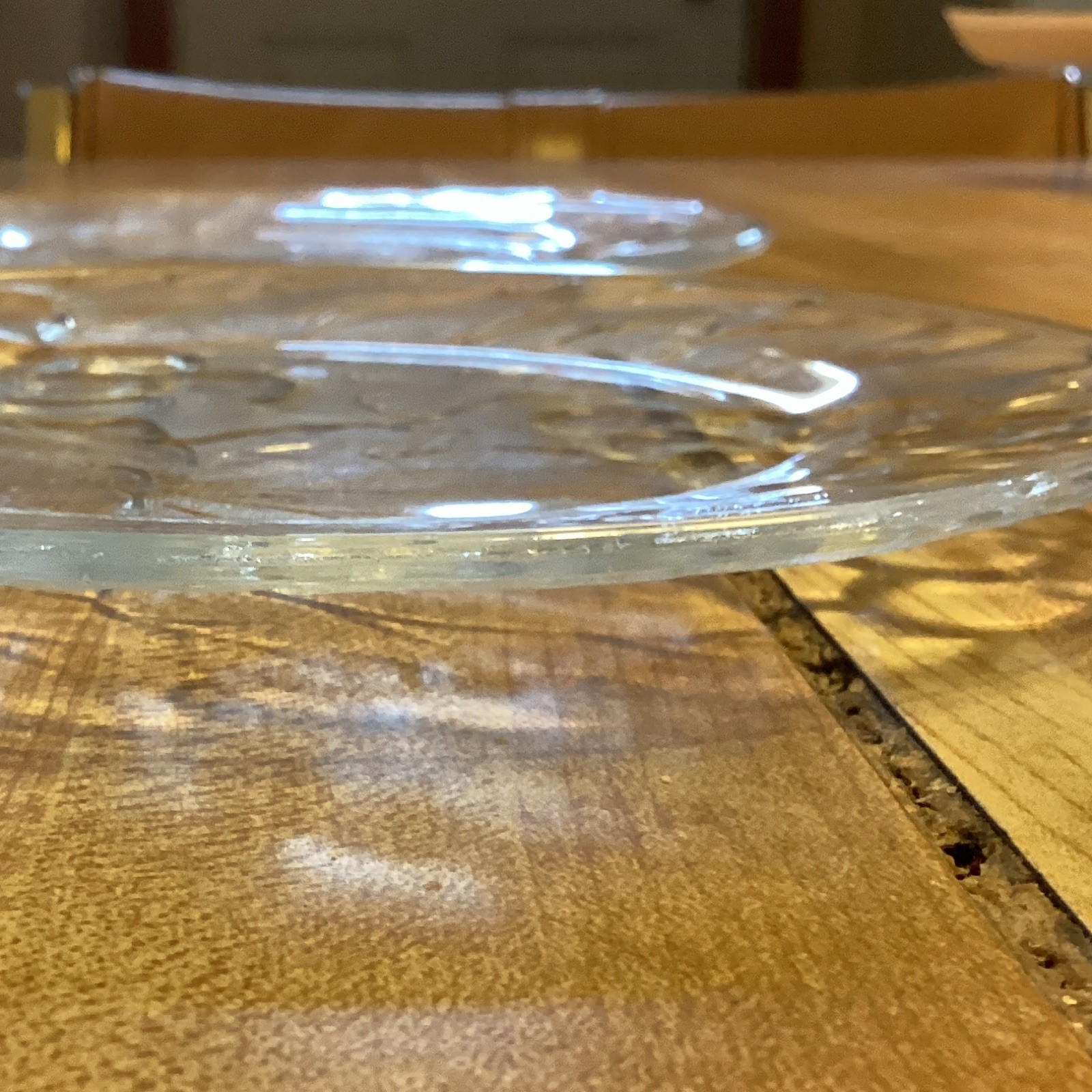 Clear Pressed Glass Embossed Grape Pattern Round Plates Set of 2 Decorative