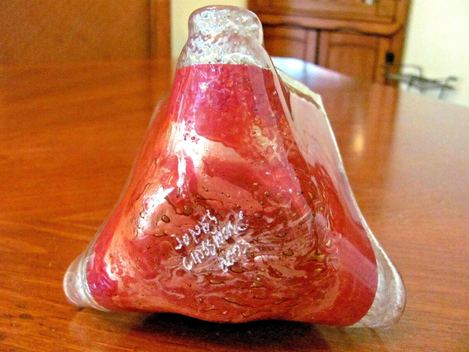 JONES GLASSWORKS Signed~Dated Contemporary Fused Copper Art Glass Freeform Dish