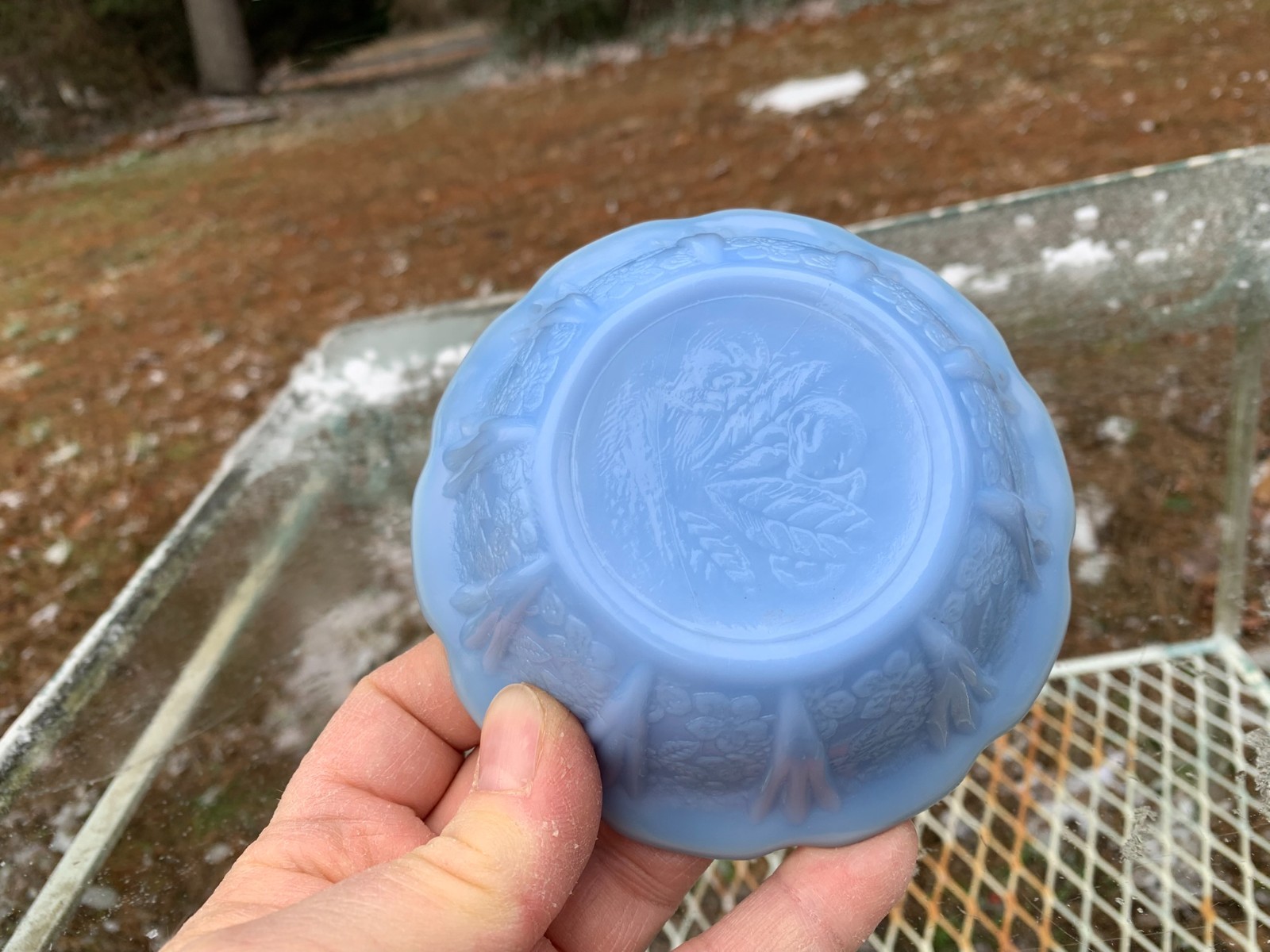 Cherry Blossom 4.75″ Bowl Delphite Blue Jeannette Glass 1930-39 Depression Glass