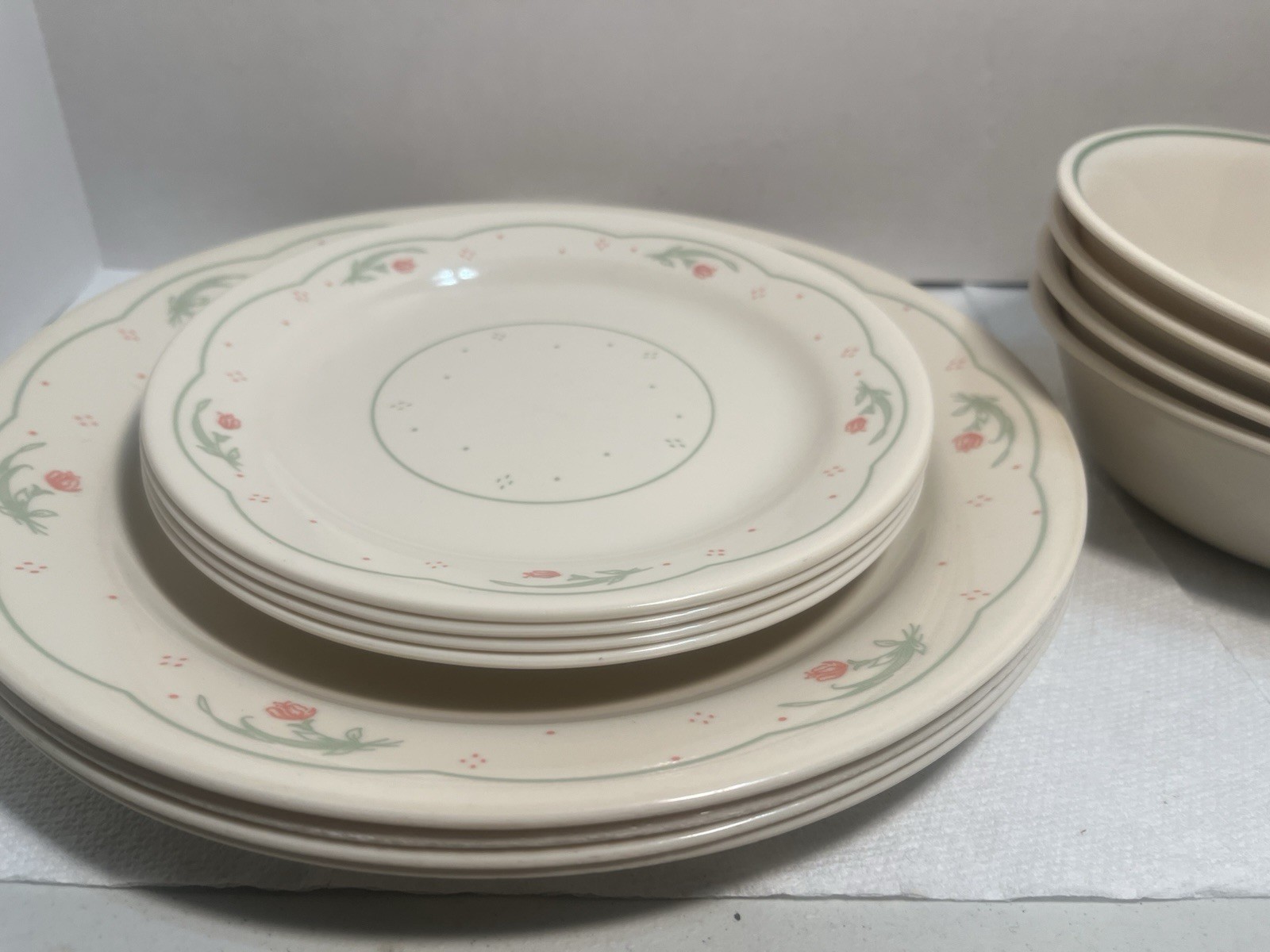 Corning Corelle Calico Rose Dish Dinner 12 Piece Lot See Description 3412