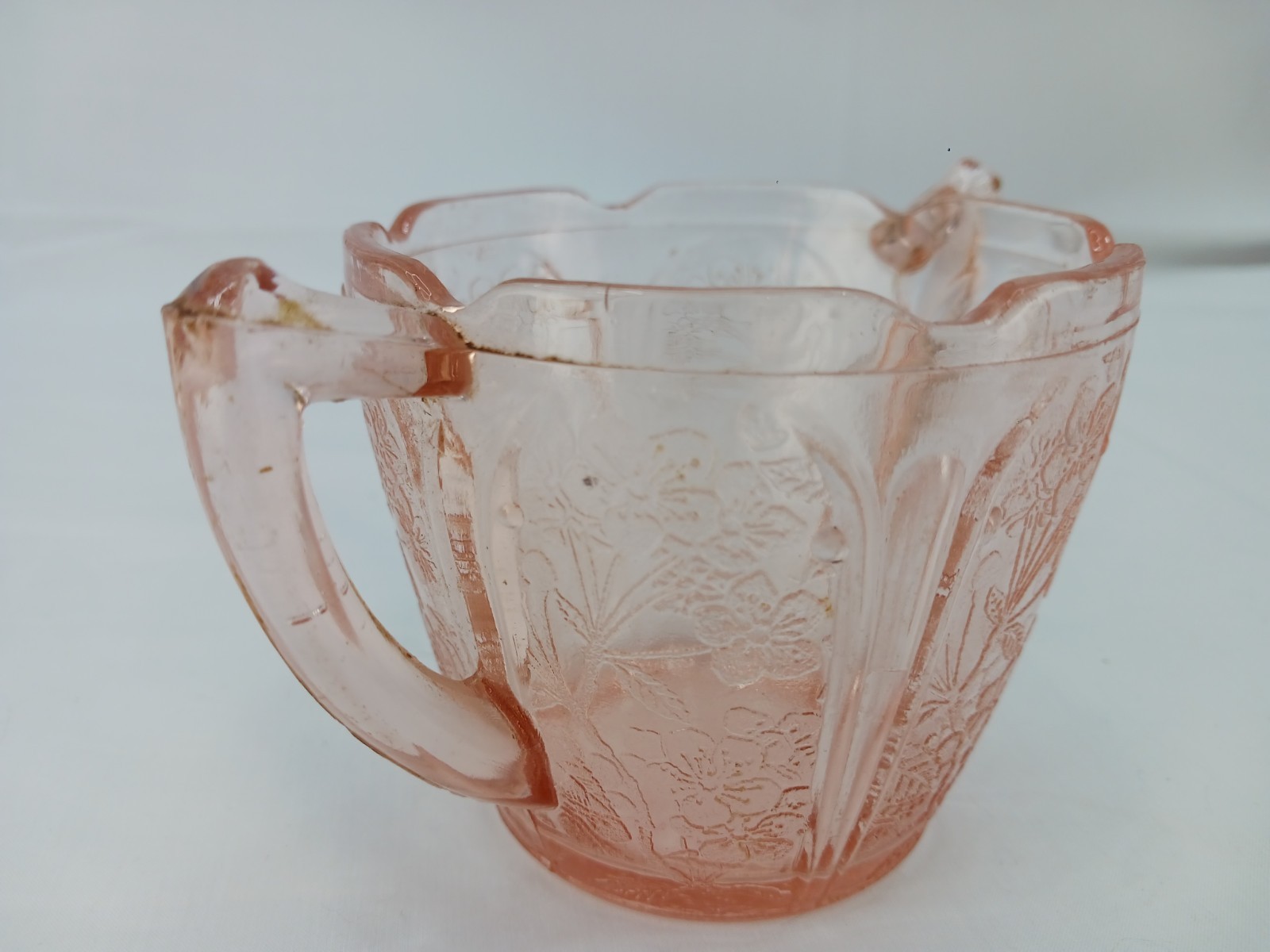 Jeannette Cherry Blossom Pink Depression Glass Sugar Dish Excellent Condition