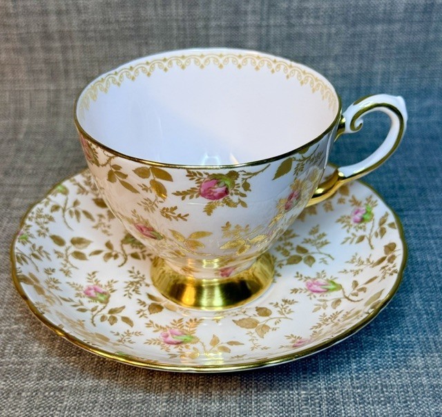 Vintage Royal Tuscan Teacup and Saucer Sunshine Rose Pattern English Bone China