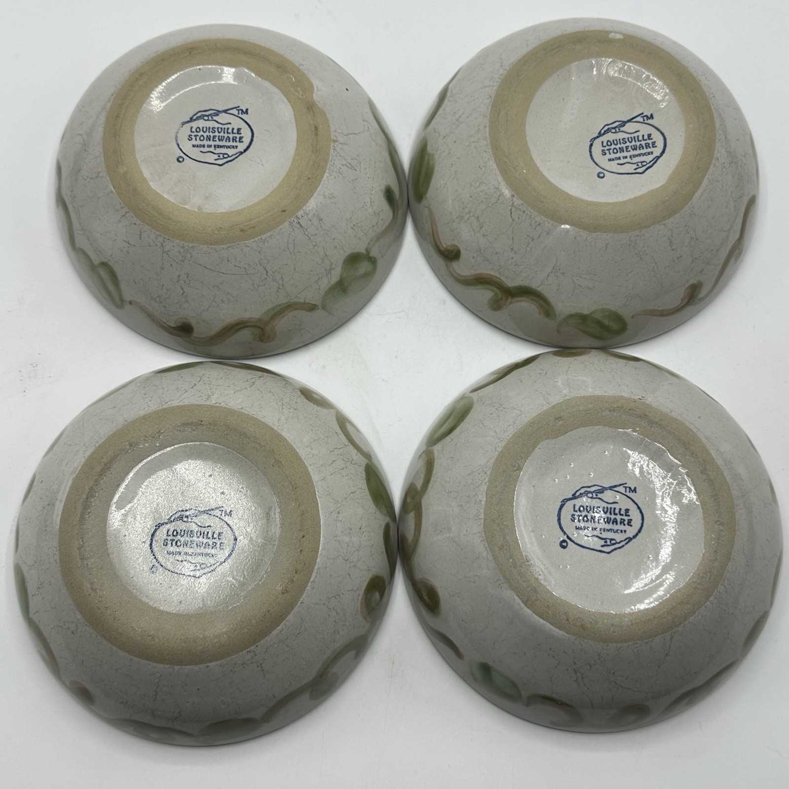 4 Louisville Stoneware Pottery Harvest Pear Soup Cereal 6.5” Bowls SCRATCHED