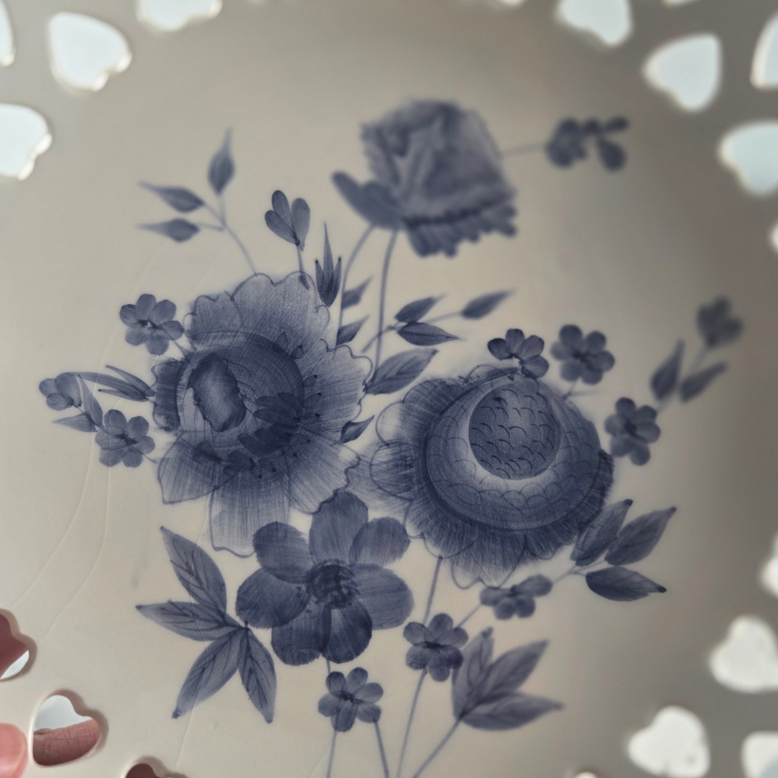 Vintage Blue Floral Cottagecore French Country Serving Plate Wall Decor Set