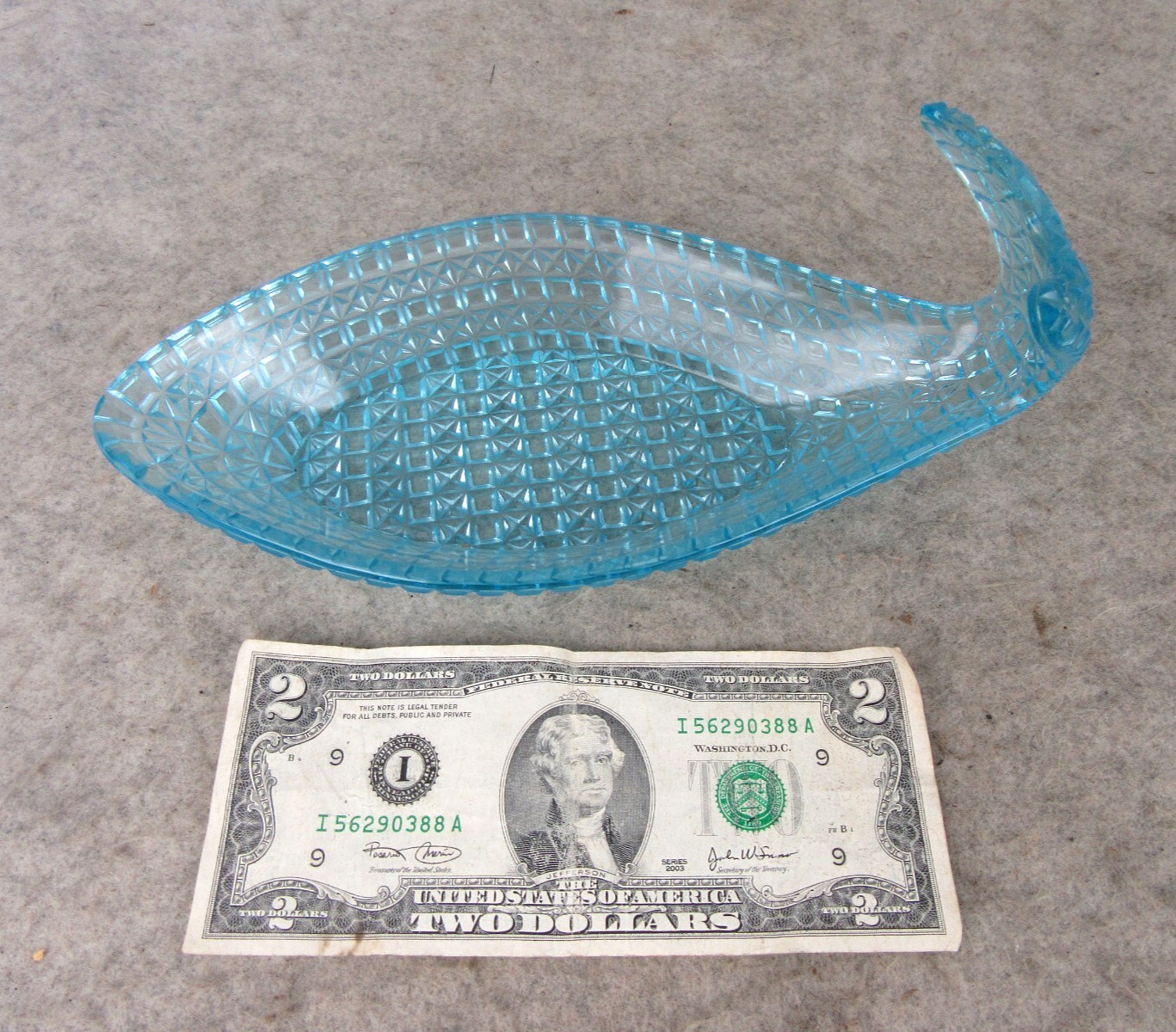 Rare Bryce Brothers Orion Cathedral EAPG Blue Whale / Fish Pickle Relish Dish