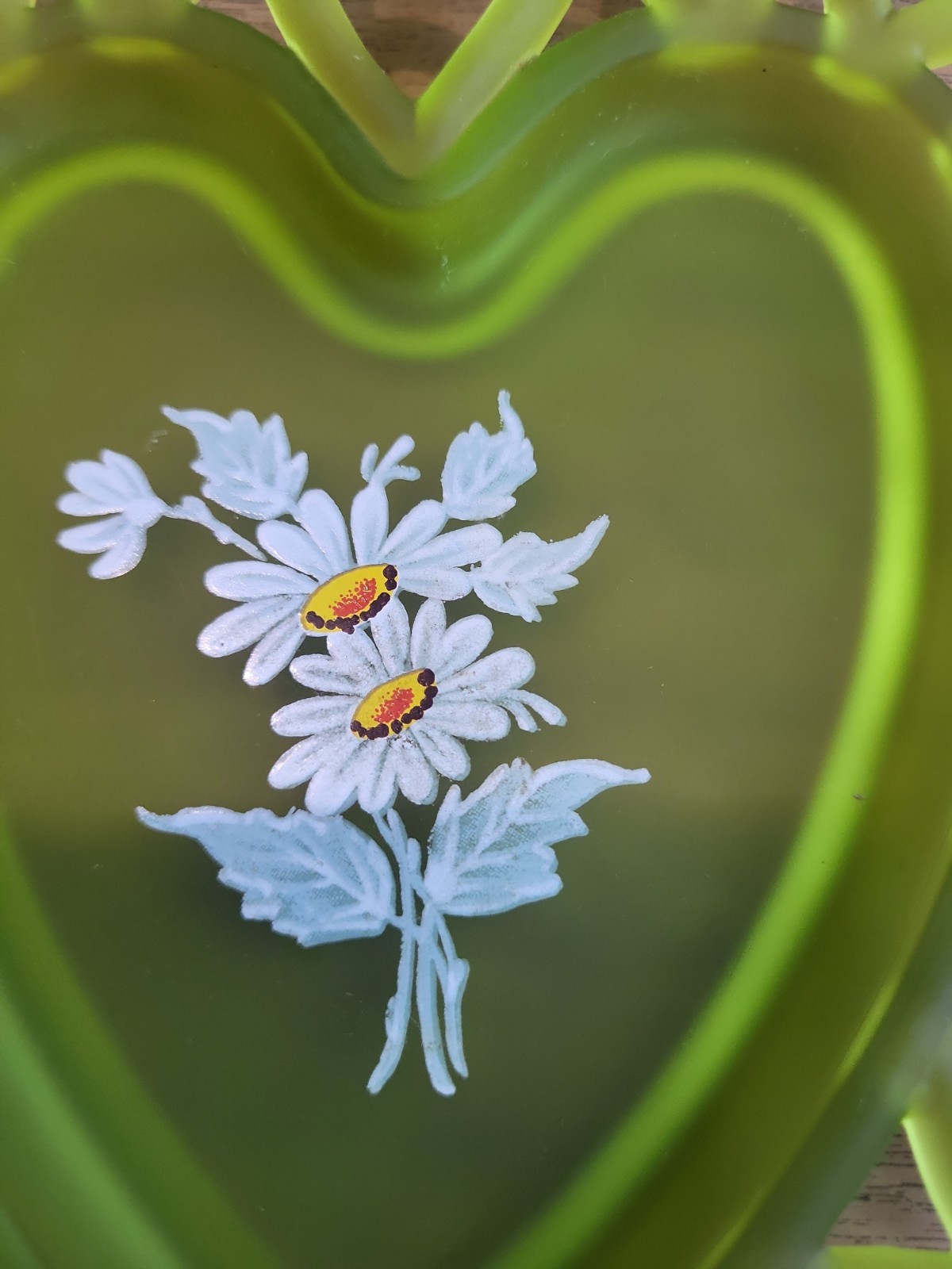 VINTAGE Westmoreland Glass Green Satin Glass Heart Shaped Lace Edge Plate WG