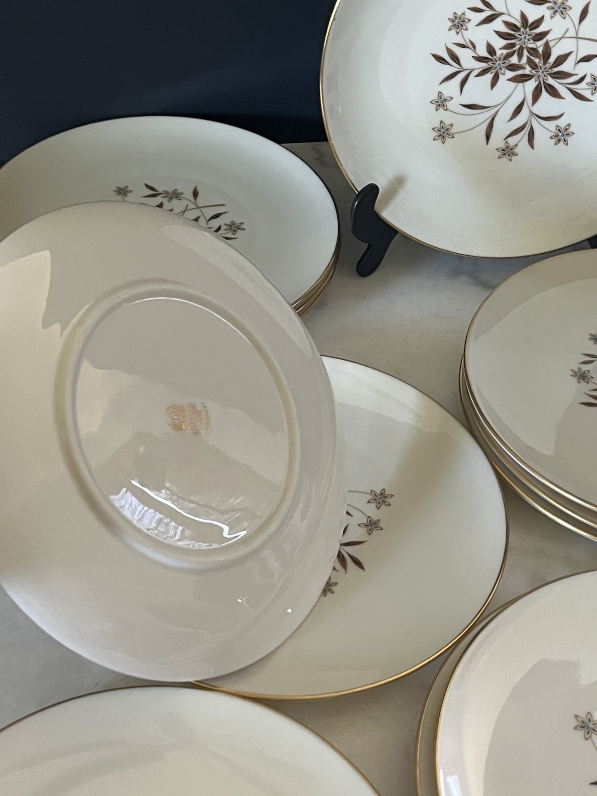 12 Lenox Starlight Salad Plate Set Vintage Flower Elegant Dining Dishes Retro