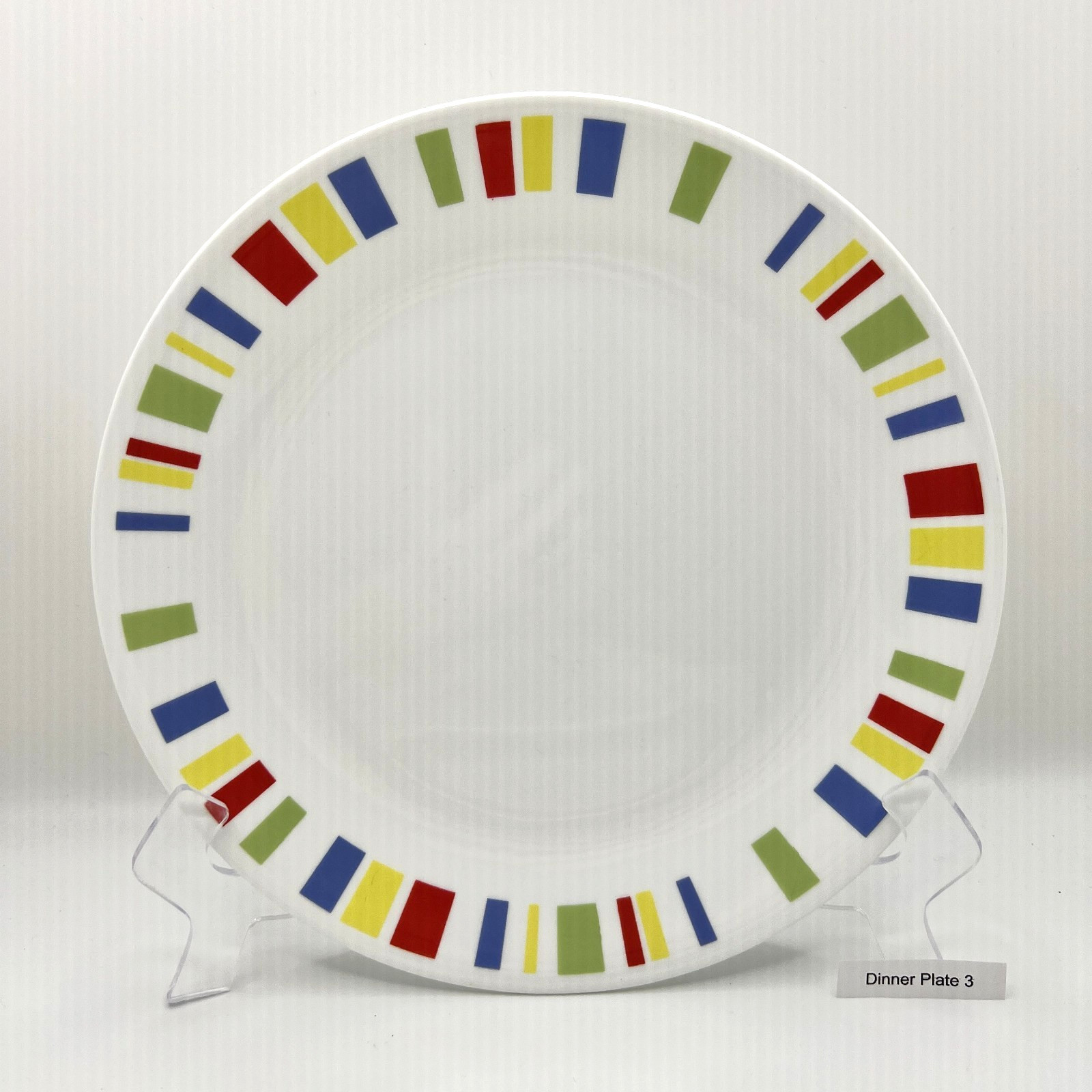 Corelle Memphis Dinner Plates Colorful Geometric Blocks 10.25” Set of 4