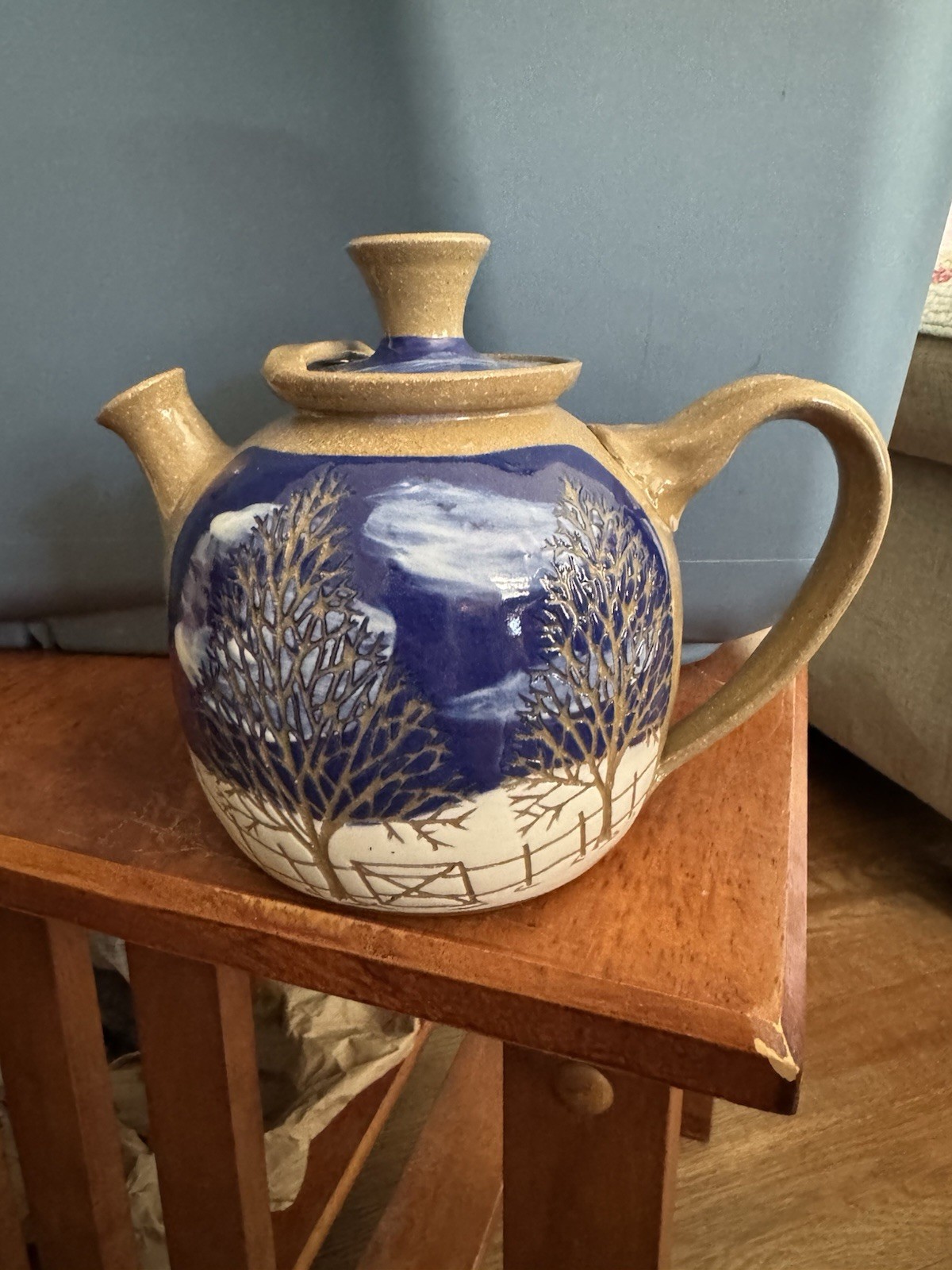 Vintage Freeman Pottery Hand-Turned Teapot – North Carolina Art Pottery – Signed