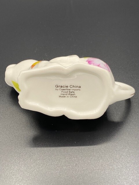 VTG Gracie China Bunny Rabbit Small Creamer Floral Pattern w/Lady Bug and Bee EU