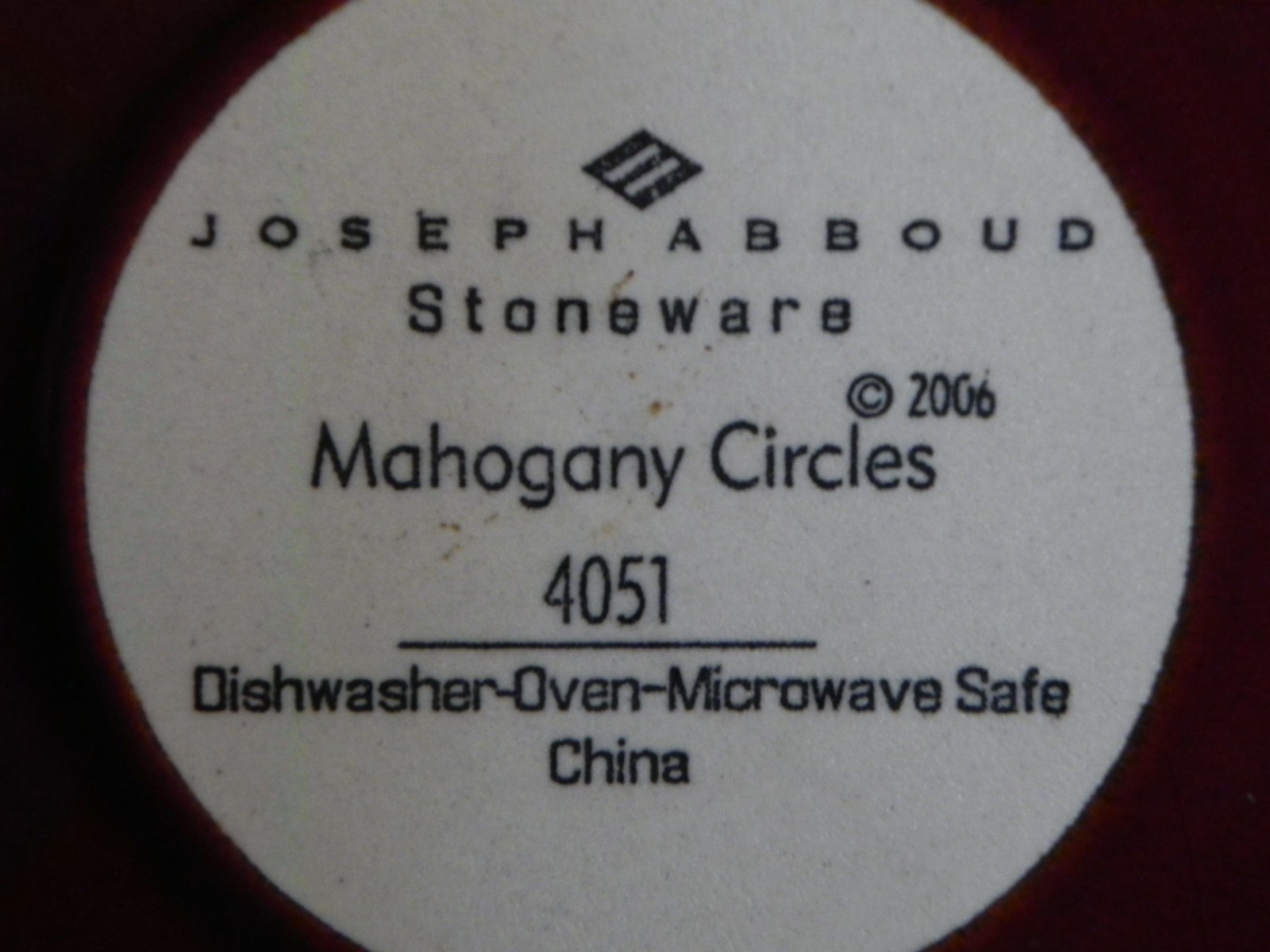 Joseph Abboud Mahogany Circles Dinner Plate #4051