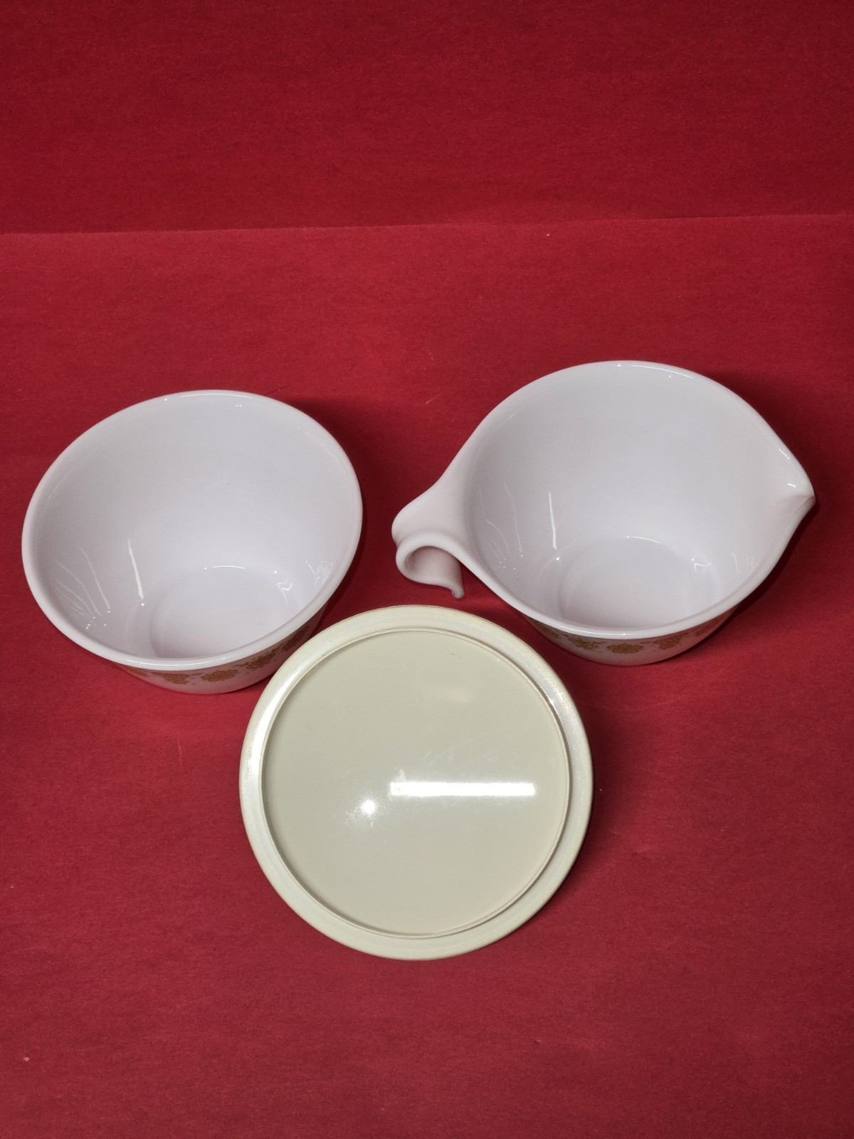 Vintage Corelle Butterfly Gold Creamer and Covered Sugar Bowl Set
