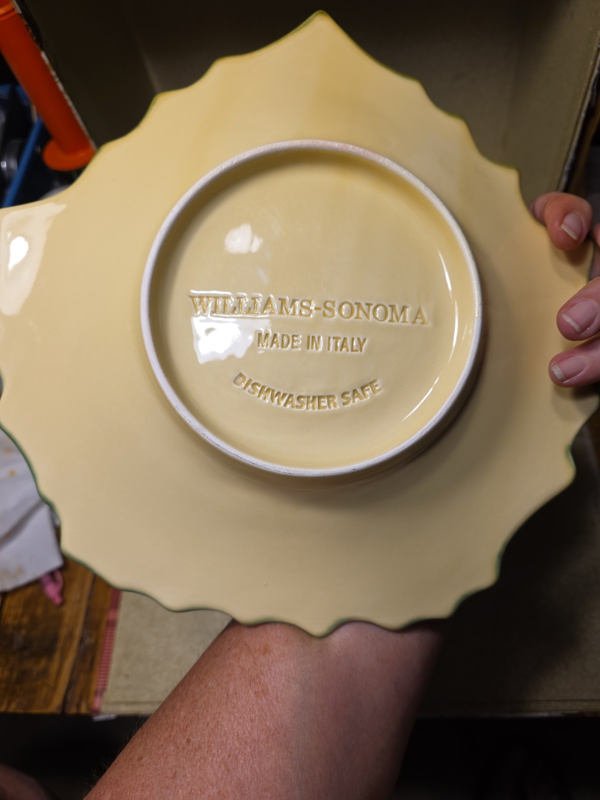 William-Sonoma 10 3/8″ Green Leaf Plate(s) Italy